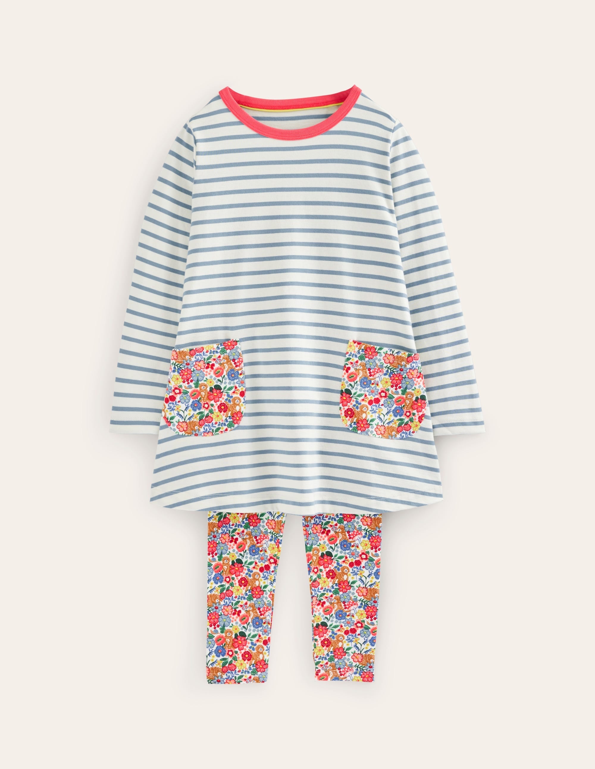 Tunic and Leggings Set-Dusk Blue/Ivory - Image 1