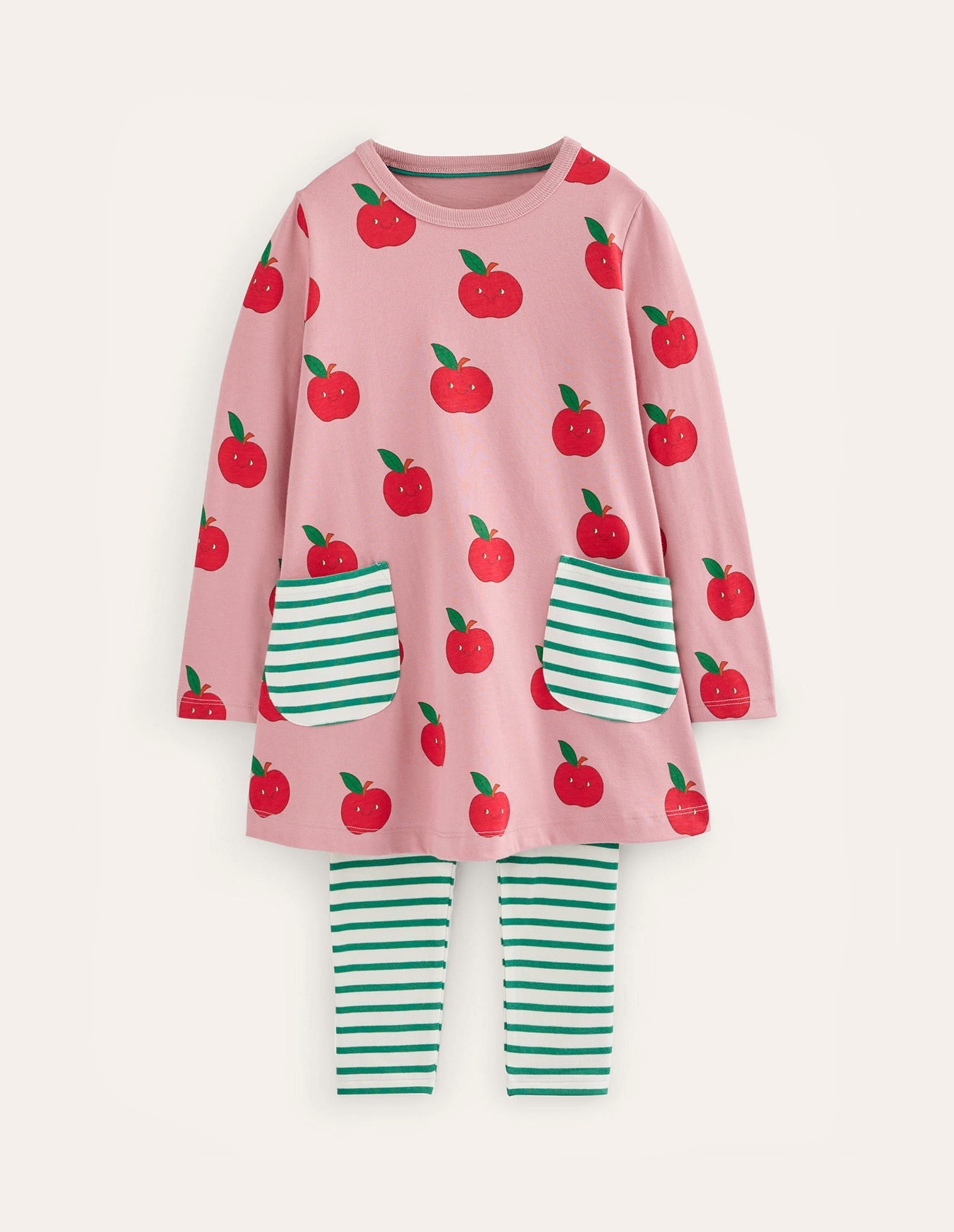 Tunic and Leggings Set-Almond Pink Apples-1