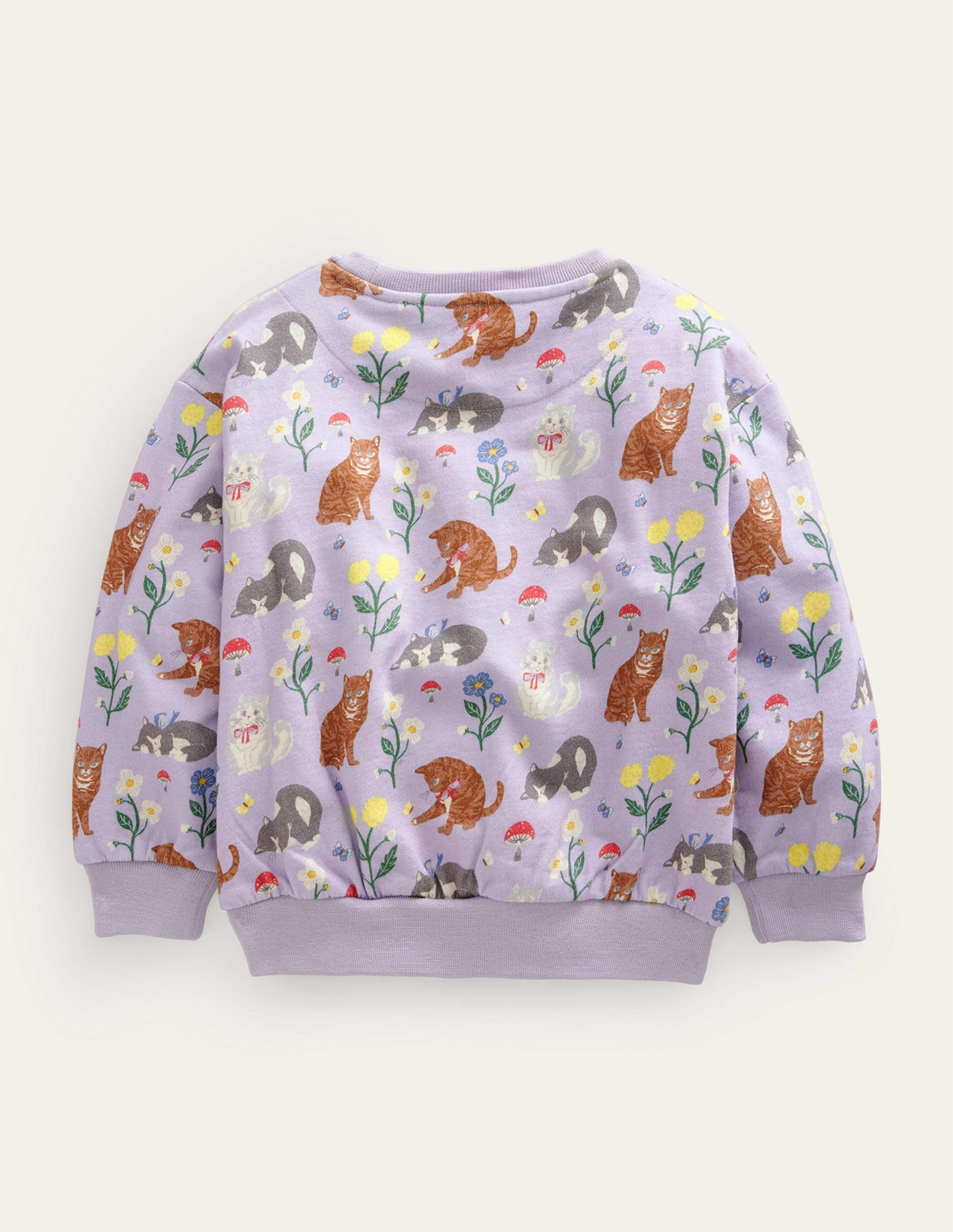 Relaxed Printed Sweatshirt-Light Purple Cats-2