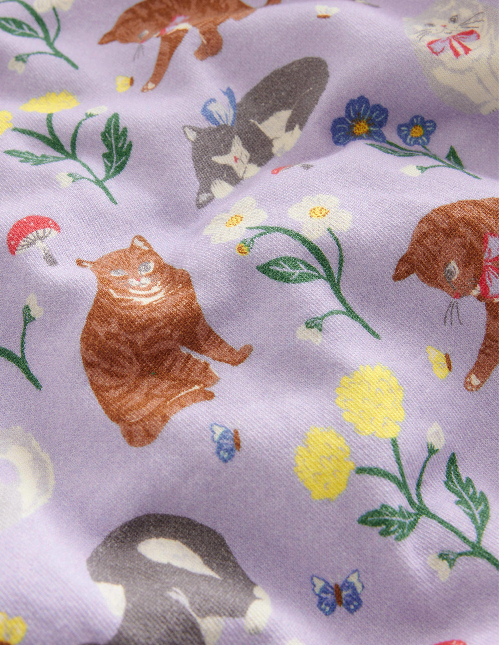 Relaxed Printed Sweatshirt-Light Purple Cats - Image 3