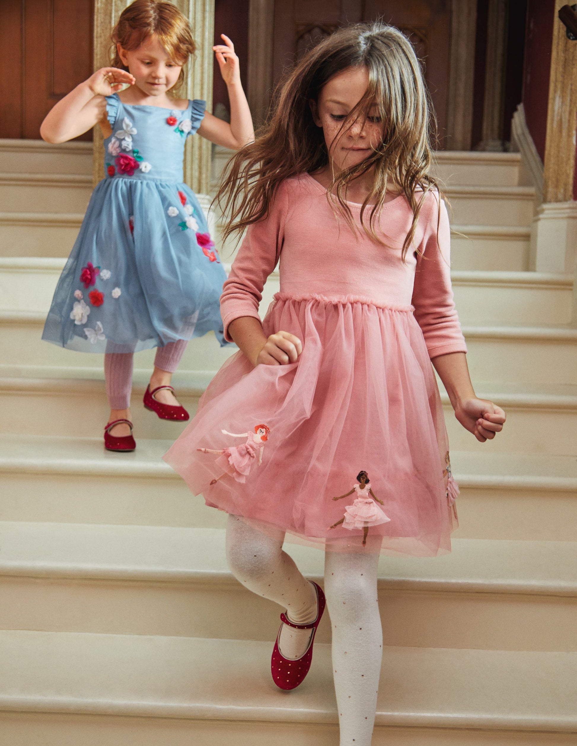 Applique Velvet Tulle Dress-Almond Pink Ballerinas-4