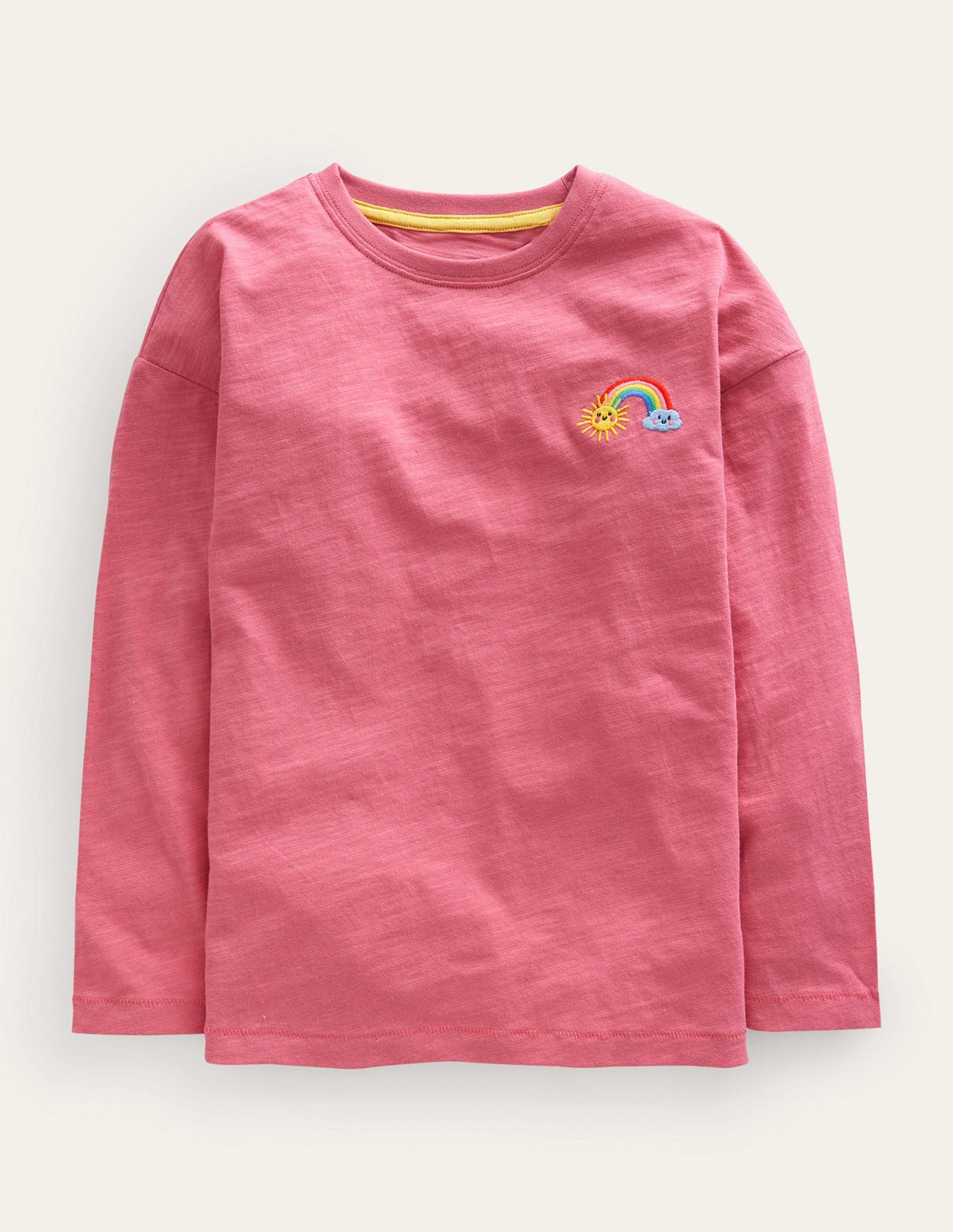 Embroidered Motif T-shirt-Pink Unicorn - Image 1
