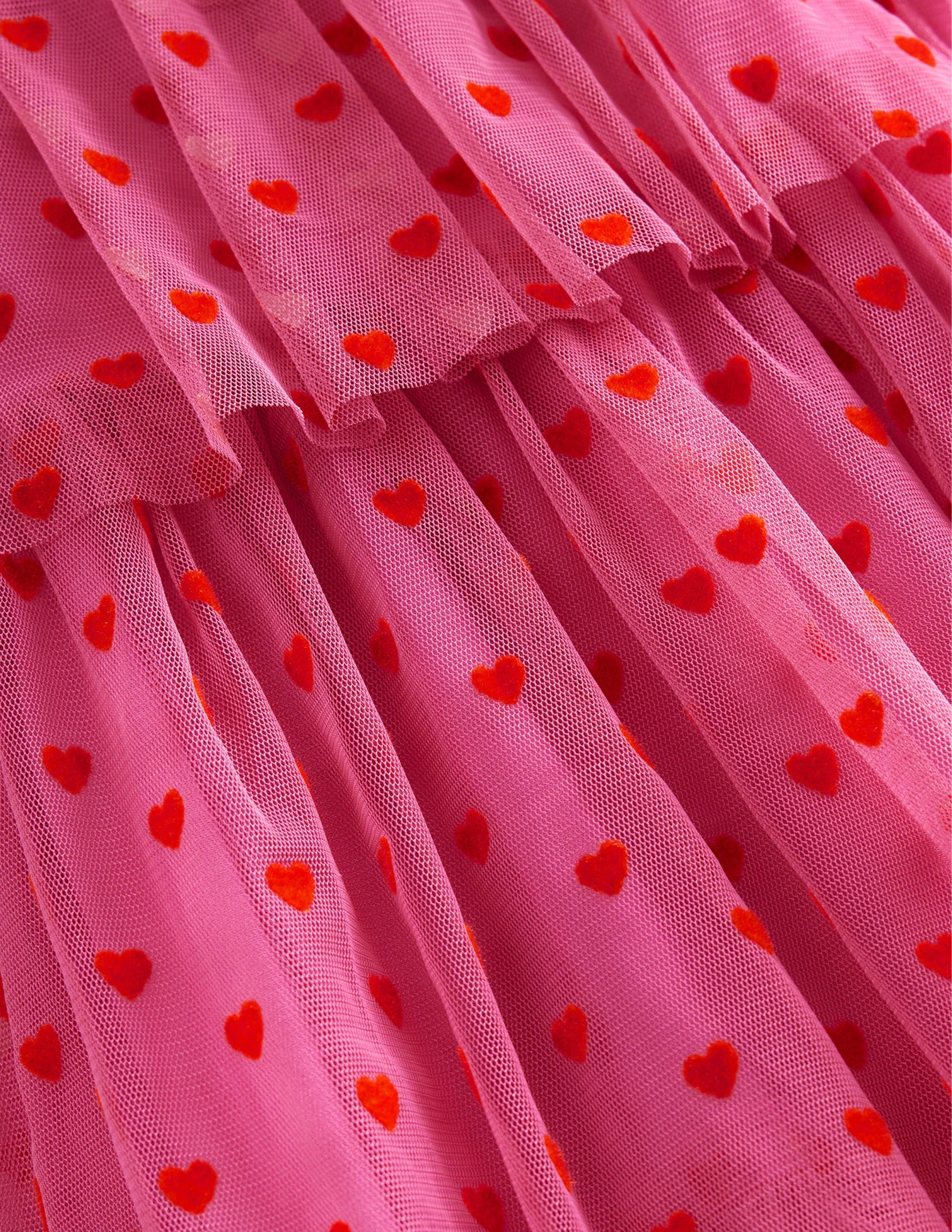 Tiered Tulle Dress-Strawberry Pink Hearts - Image 3