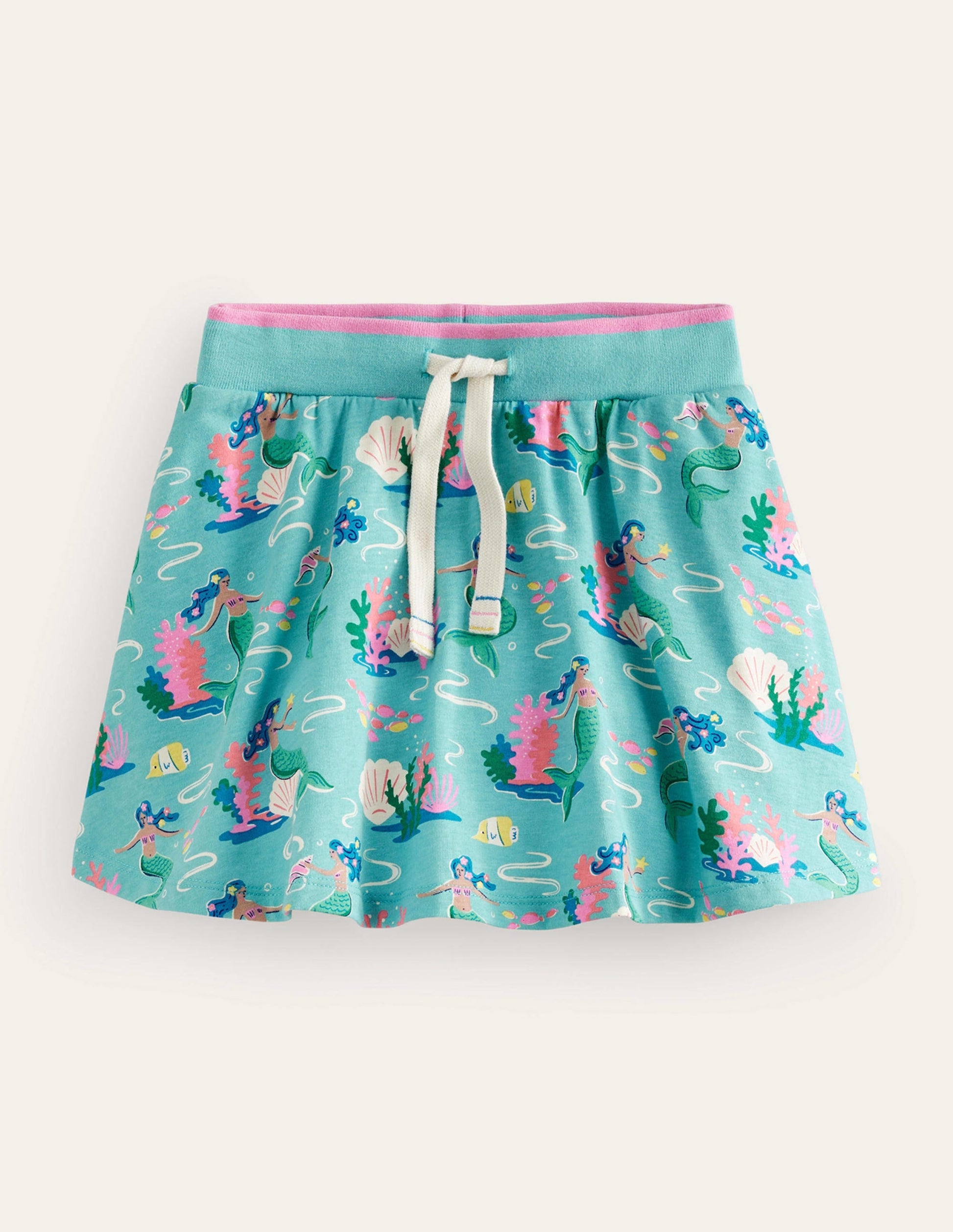 Printed Jersey Skort-Aqua Sea Blue Mermaids-1