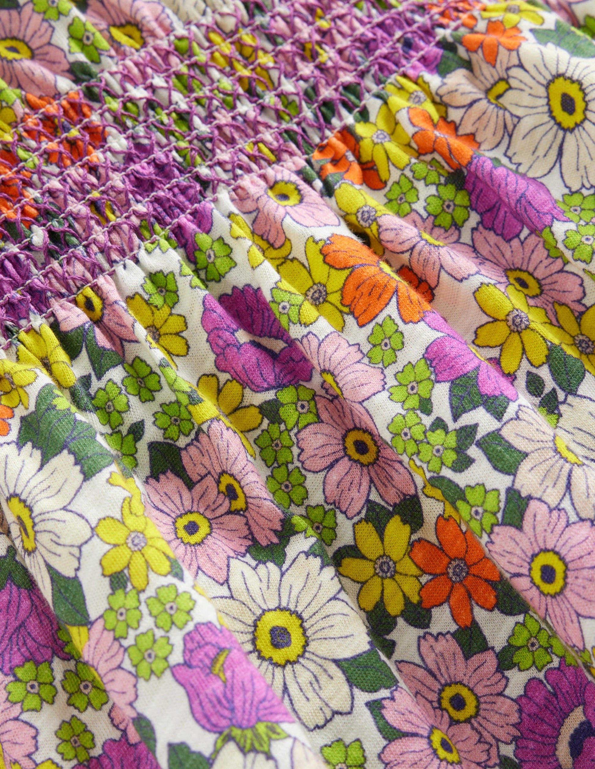 Printed Holiday Dress-Ivory and Radiant Orchid-3