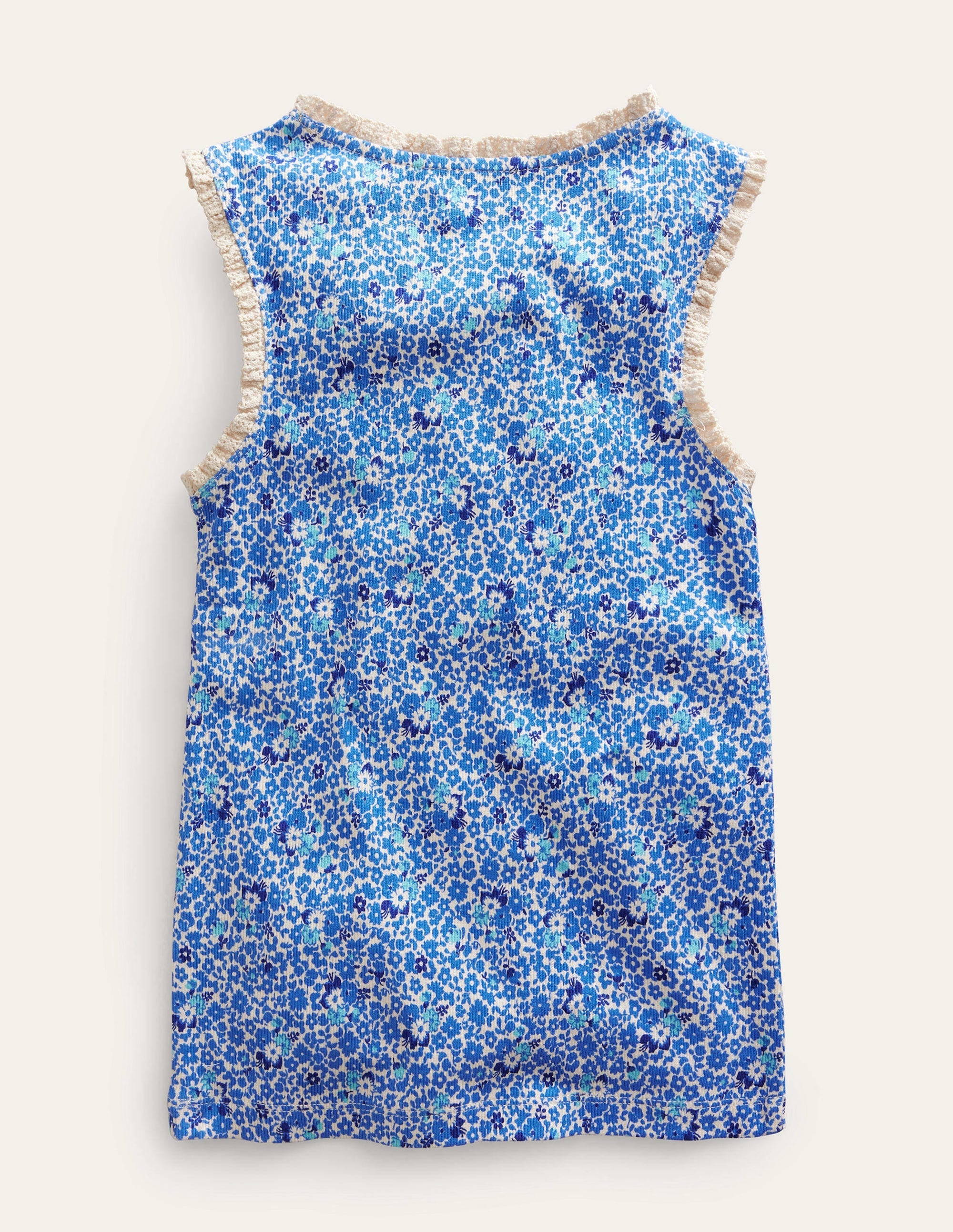 Ribbed Lace Trim Vest-Cabana Blue Floral - Image 2