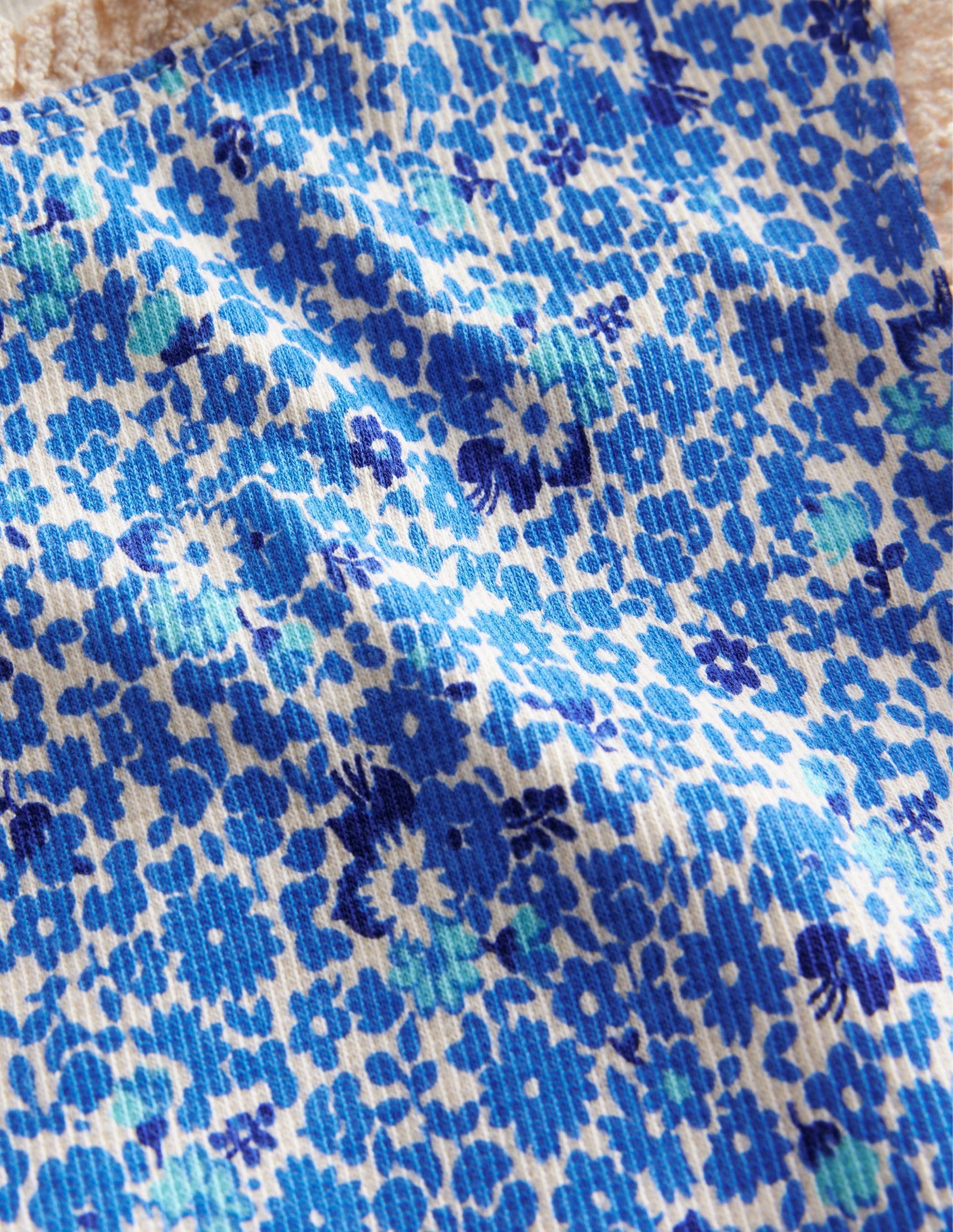 Ribbed Lace Trim Vest-Cabana Blue Floral - Image 3