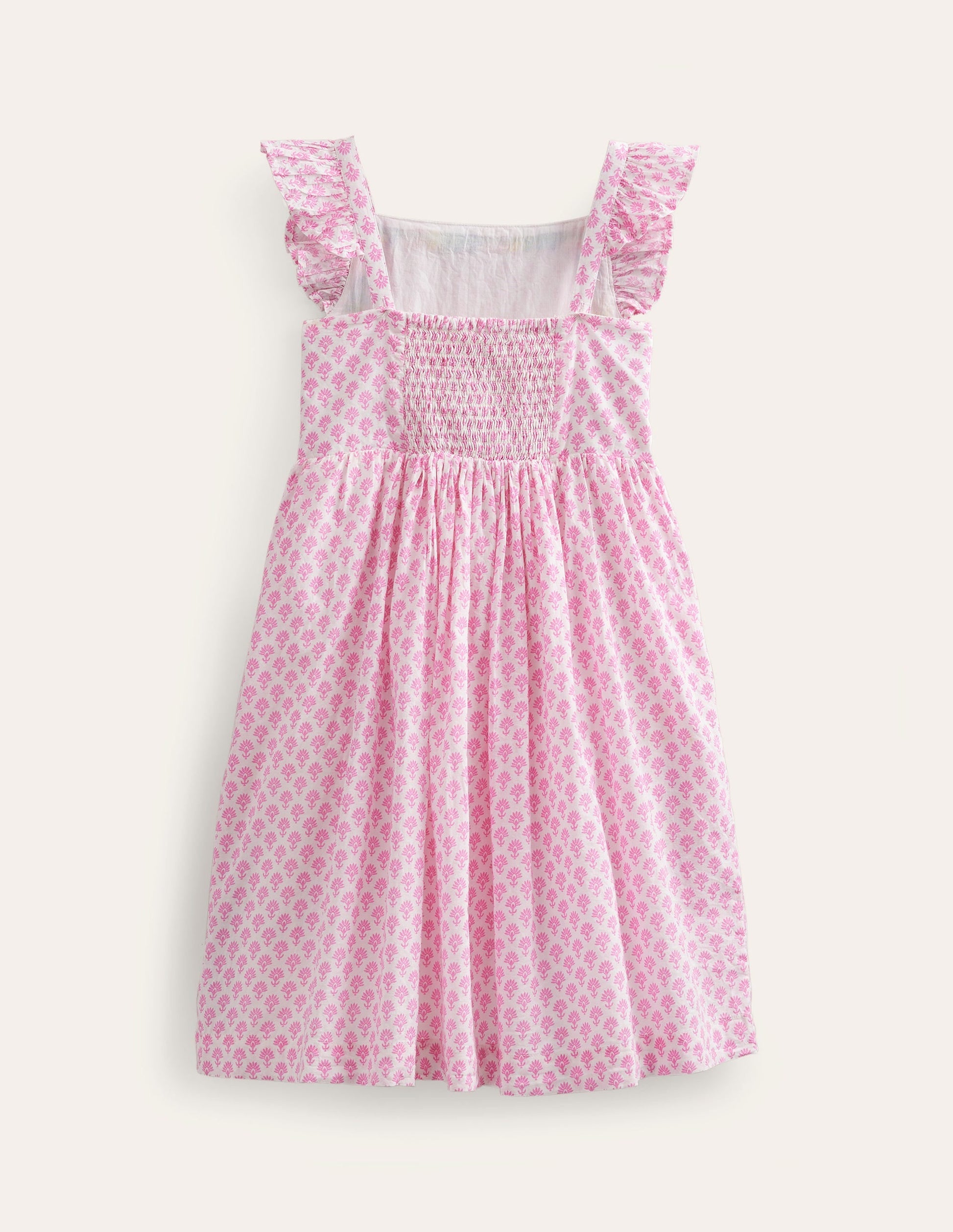 Appliqué Woven Dress-Plum Blossom Woodblock-2