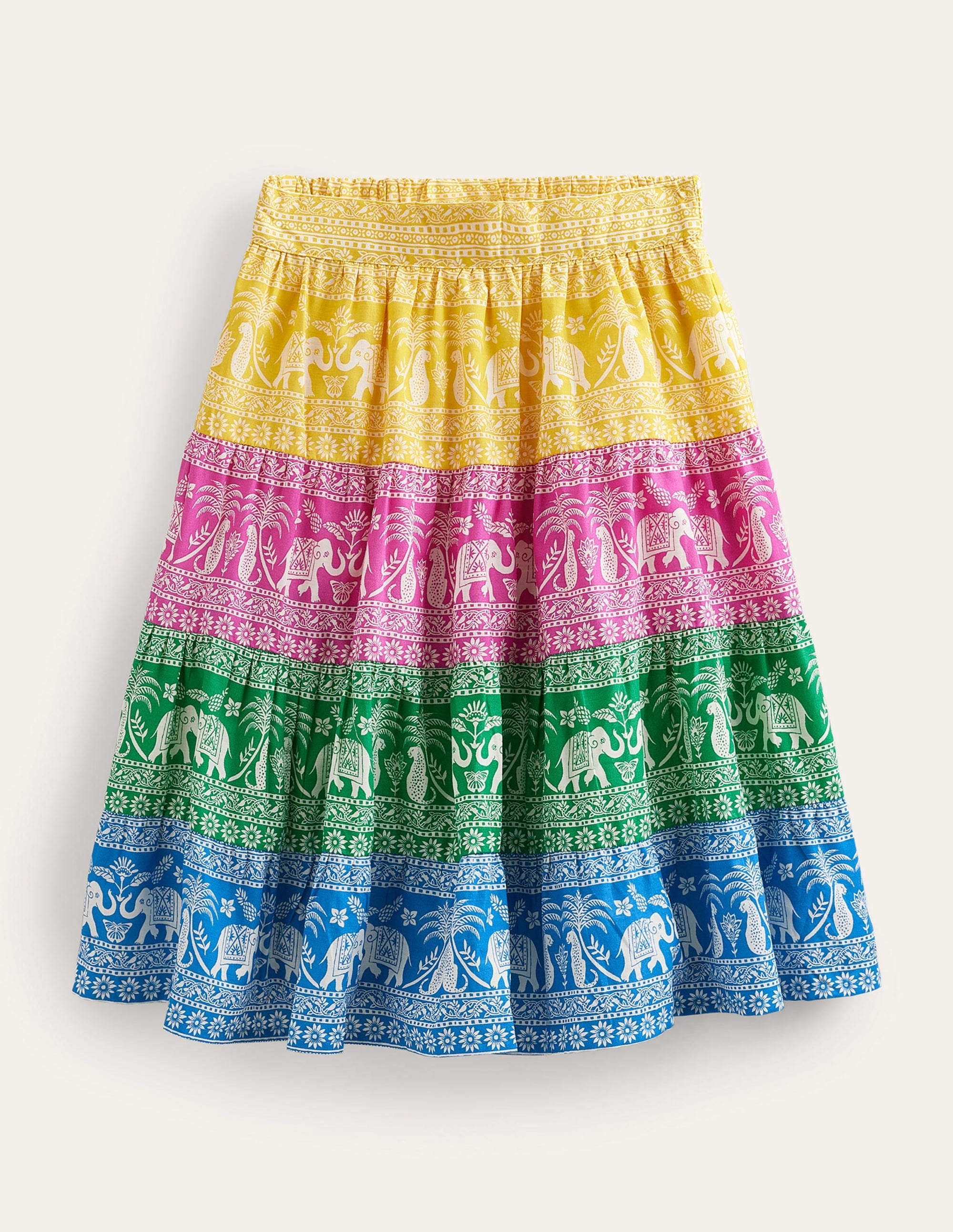 Colourblock Woven Midi Skirt-Multi Goa Animals - Image 1