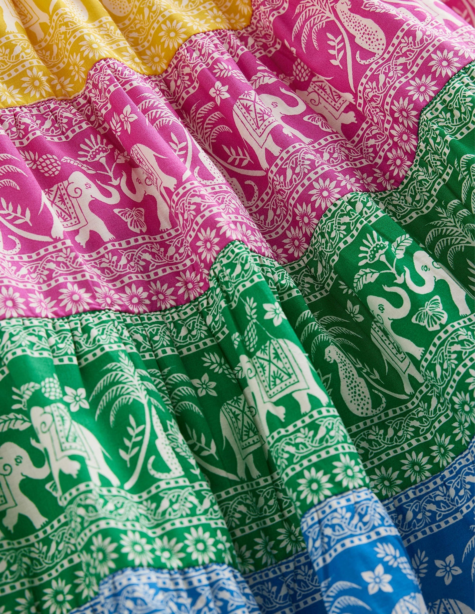 Colourblock Woven Midi Skirt-Multi Goa Animals-3