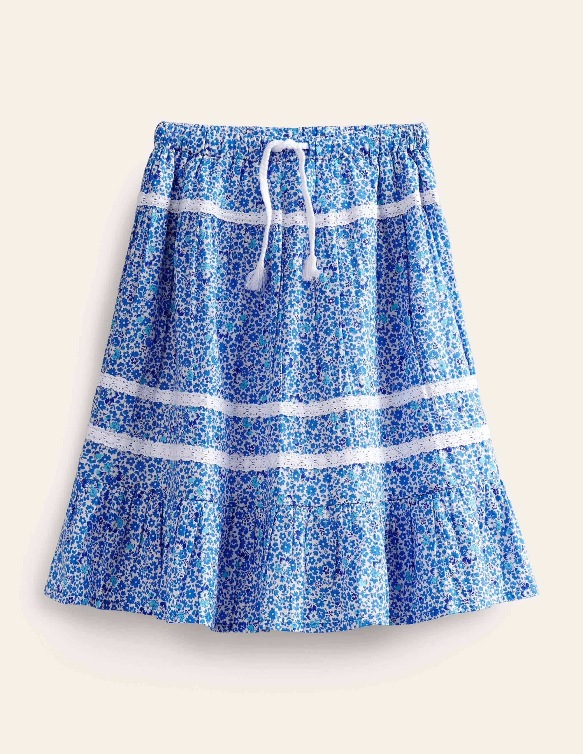 Interest Lace Maxi Skirt-Blue and Aqua Ditsy Floral - Image 1