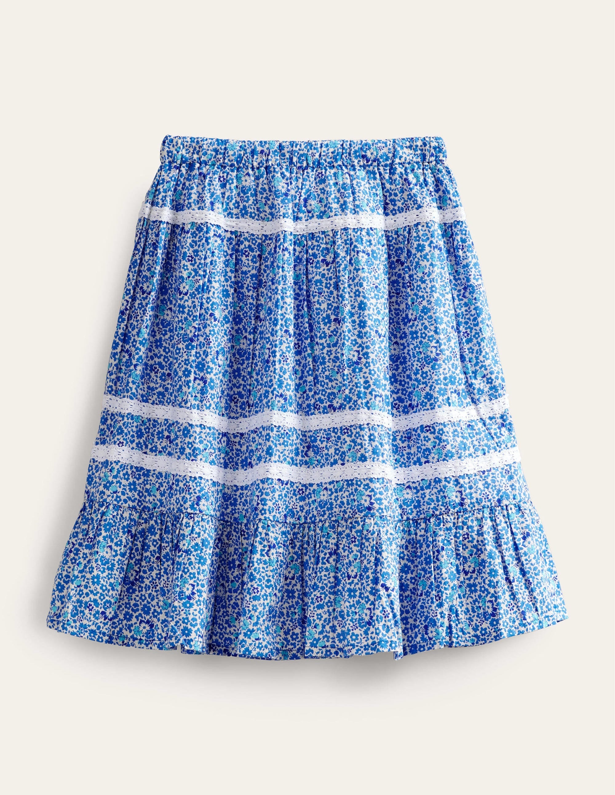 Interest Lace Maxi Skirt-Blue and Aqua Ditsy Floral - Image 2