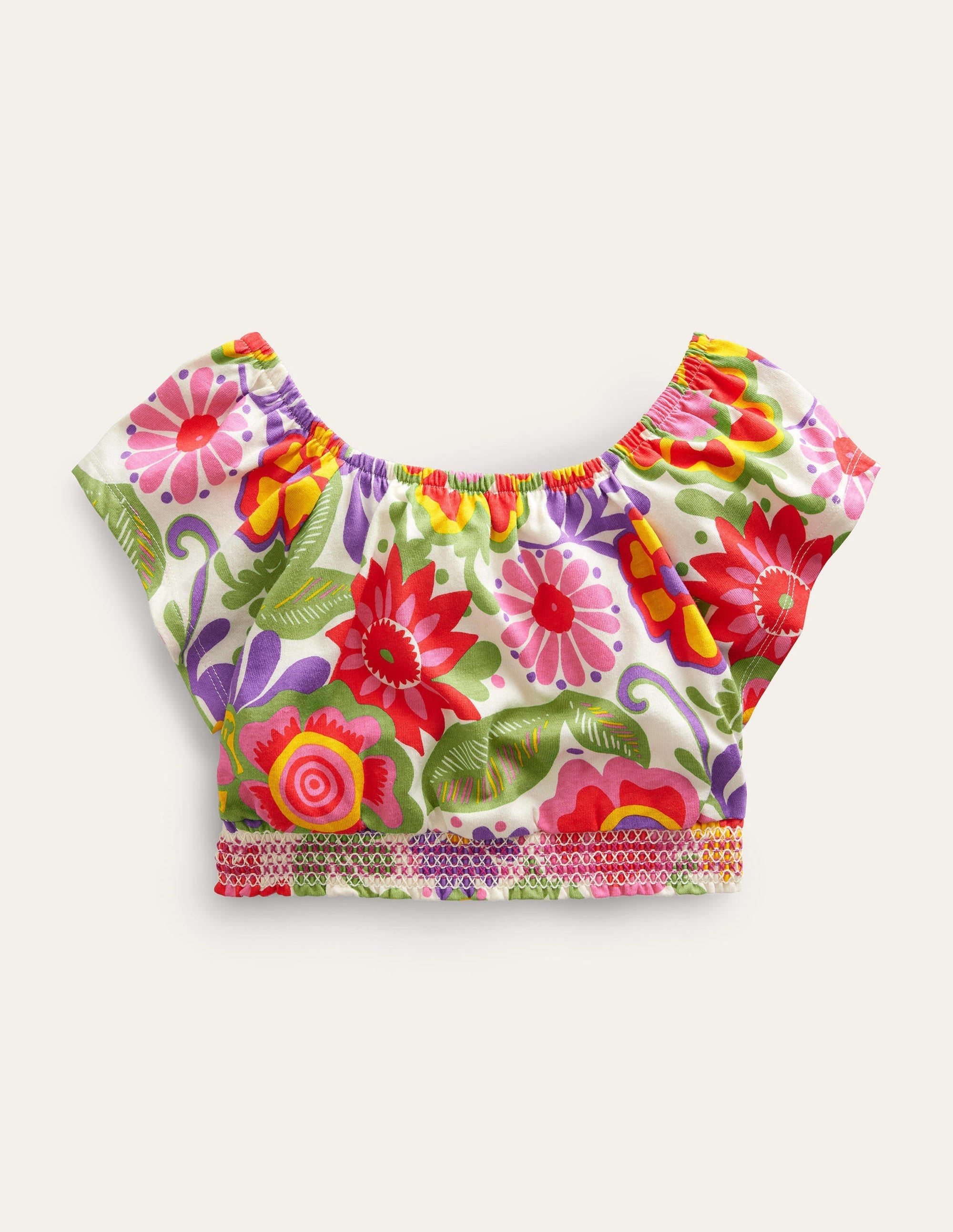 Square Neck Crop Top-Multi Festival Floral - Image 1
