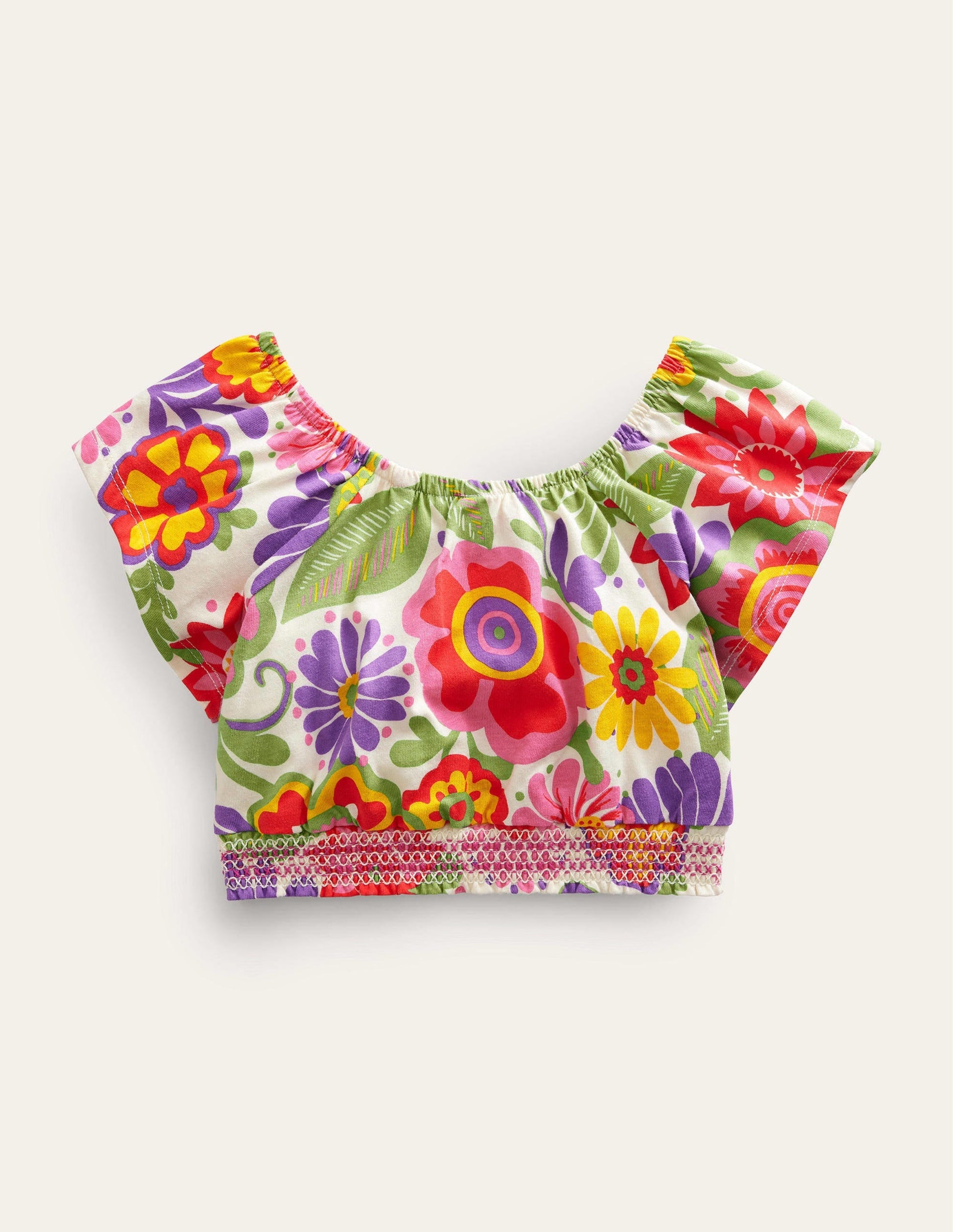 Square Neck Crop Top-Multi Festival Floral-2