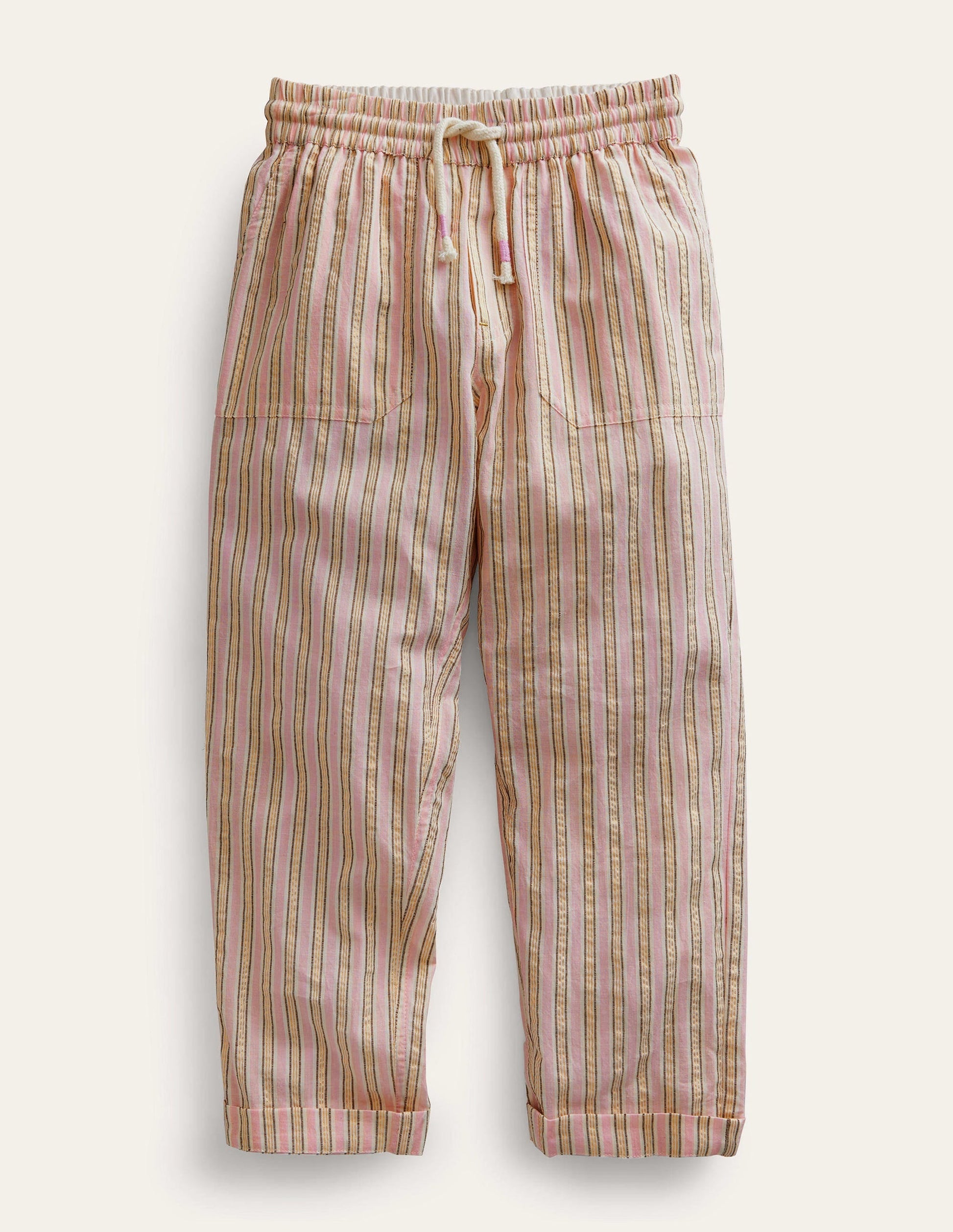Stripe Pull on Trousers-Lilac and Metallic Stripe-1