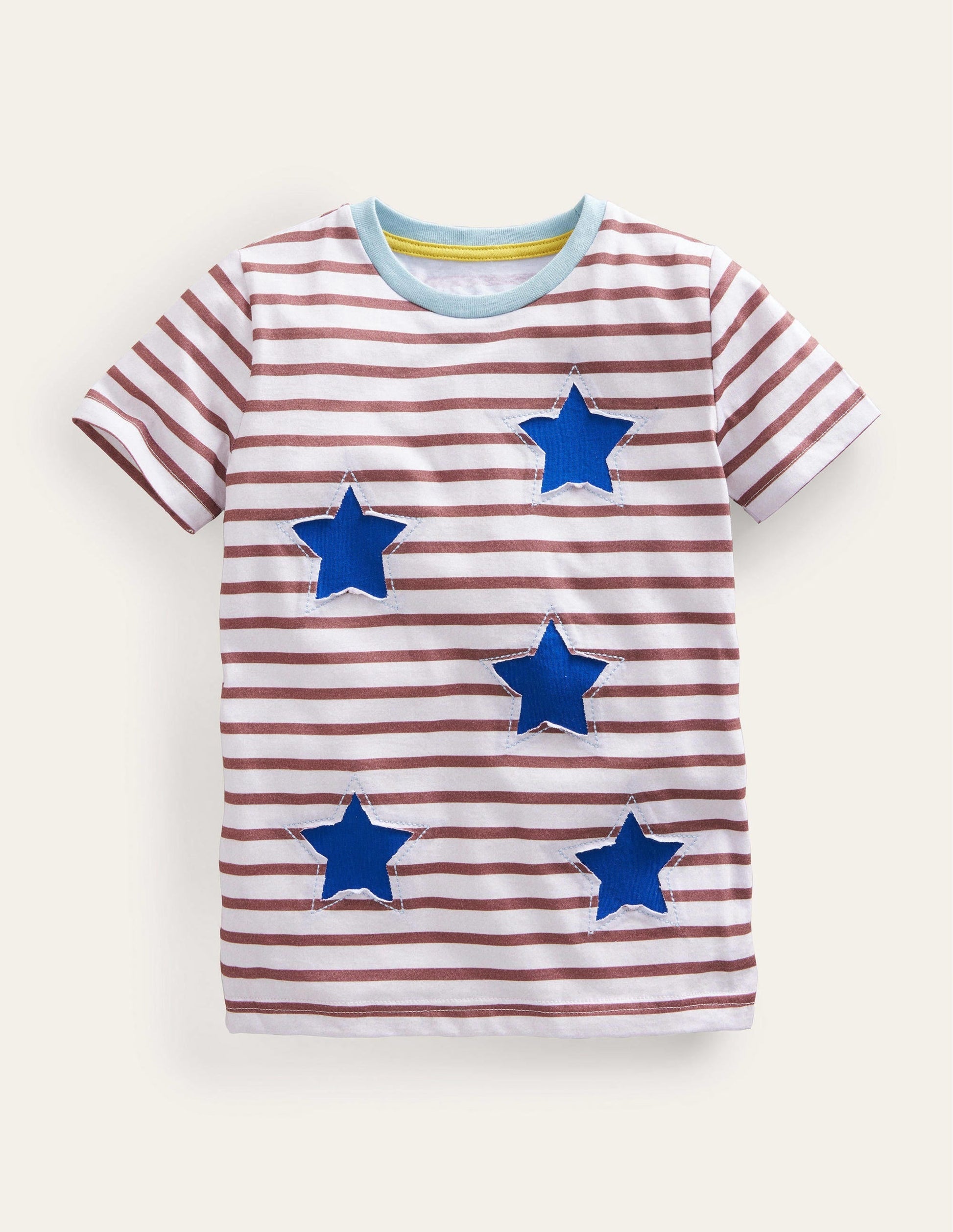 Reverse Appliqué T-shirt-Red/Ivory Stars-1