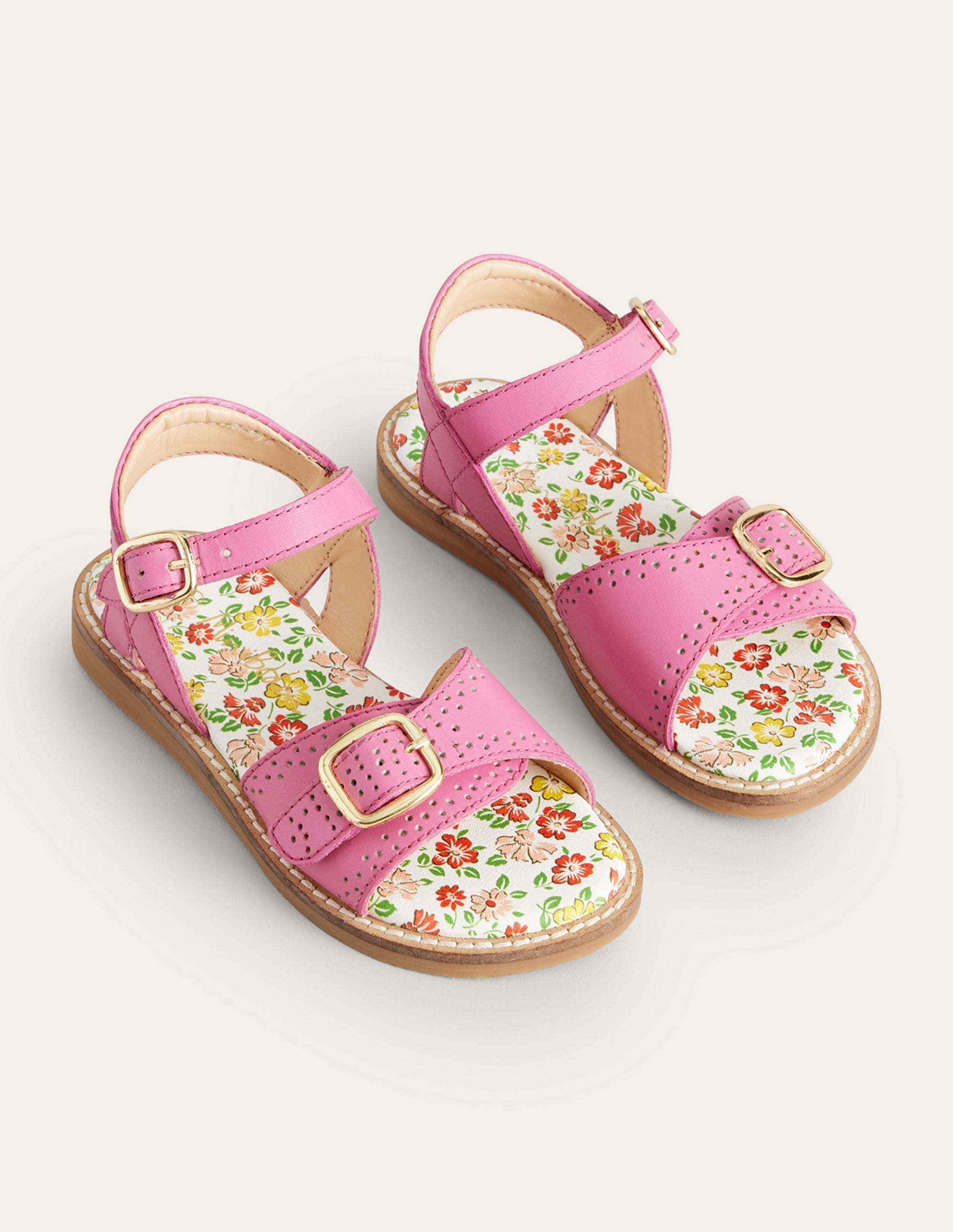 Leather Buckle Sandals-Pink - Image 2