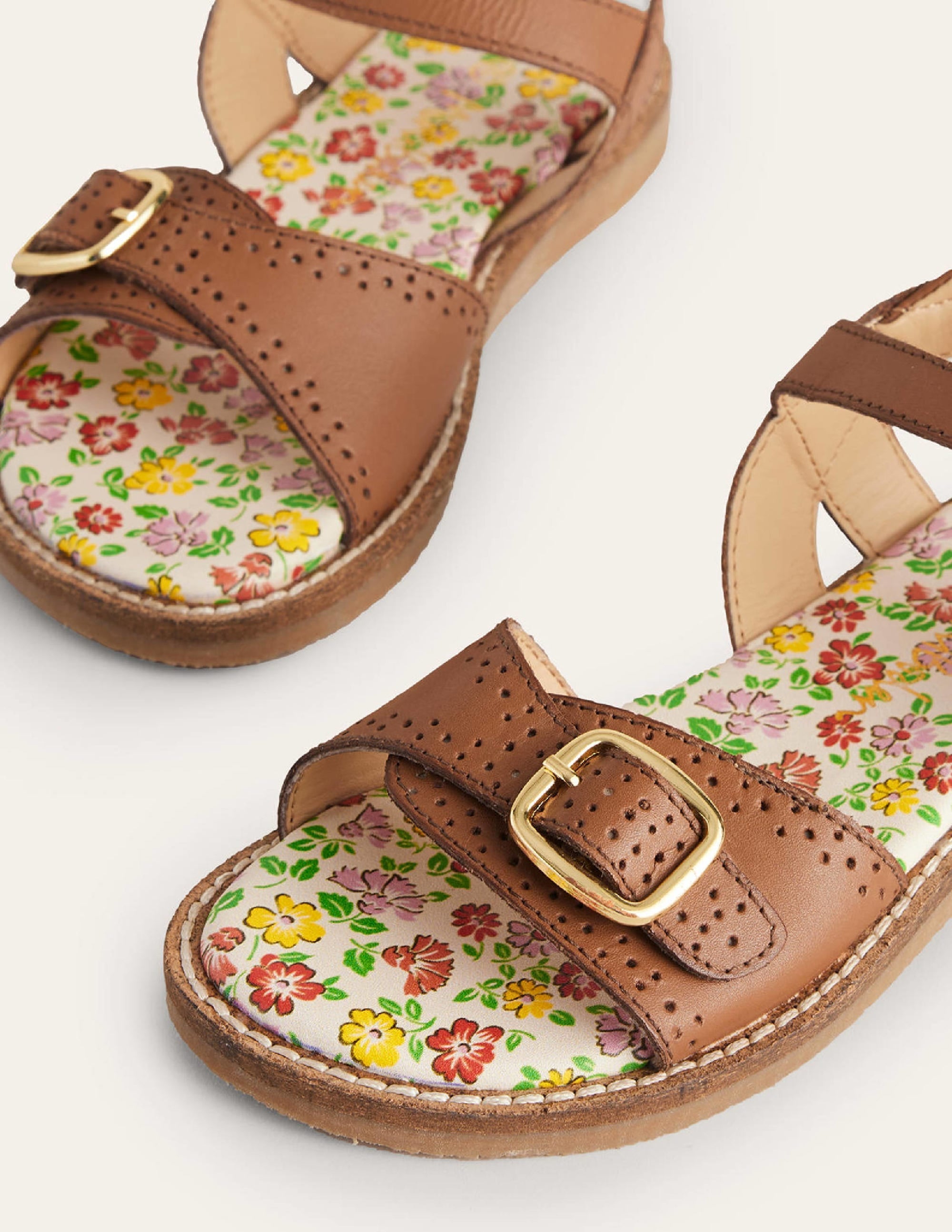Leather Buckle Sandals-Tan - Image 3
