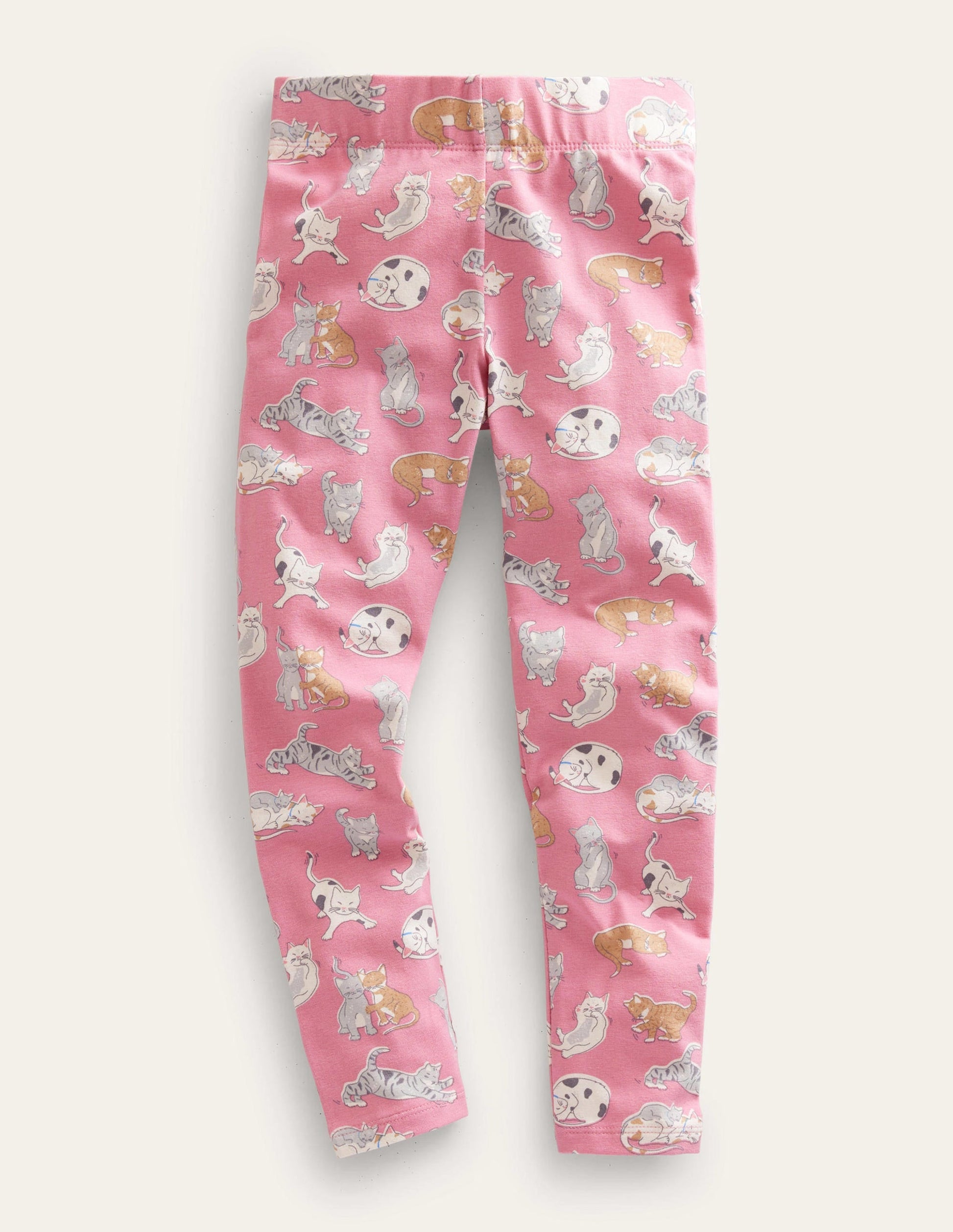 Fun Leggings-Bright Petal Pink Cats-1