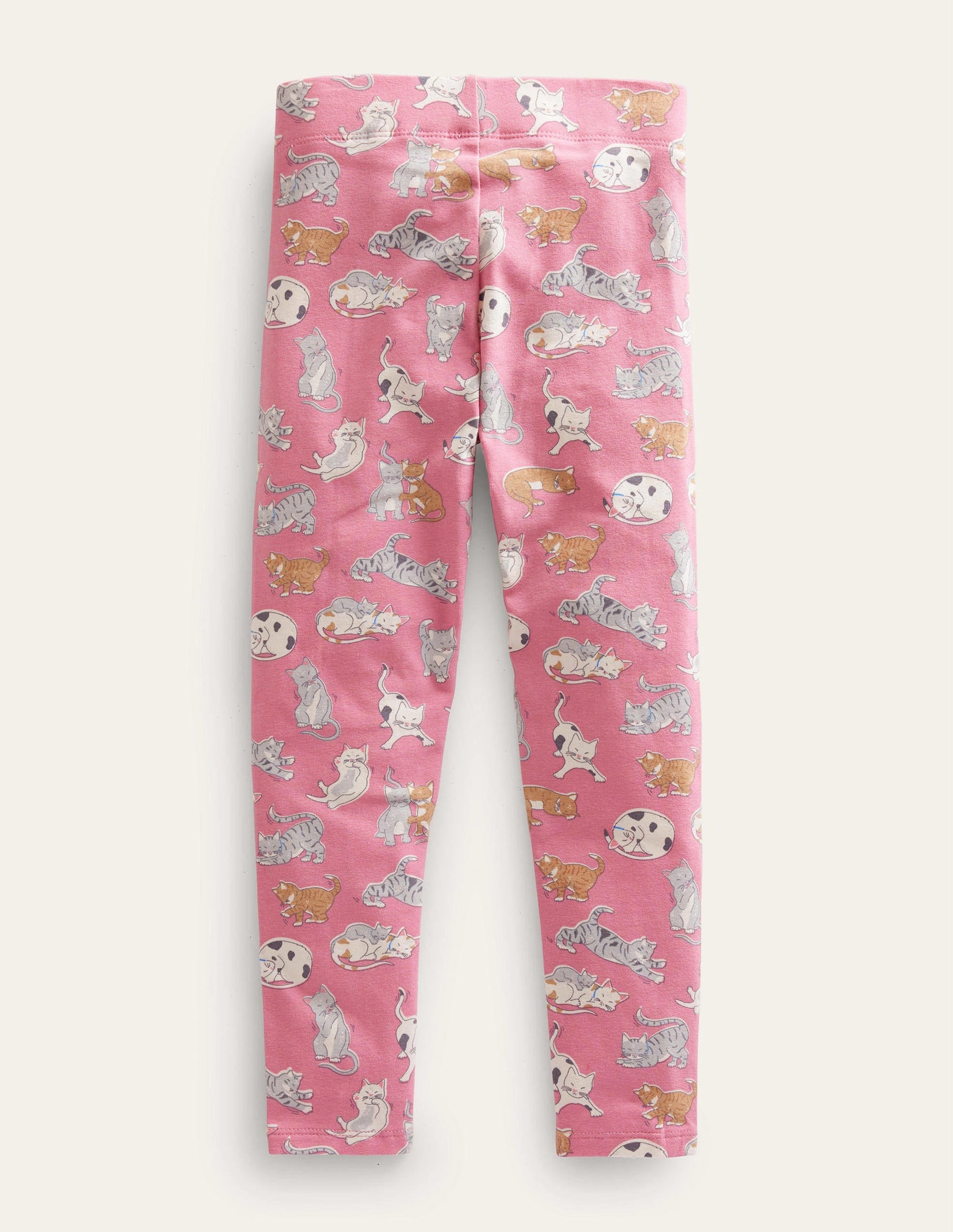 Fun Leggings-Bright Petal Pink Cats-2
