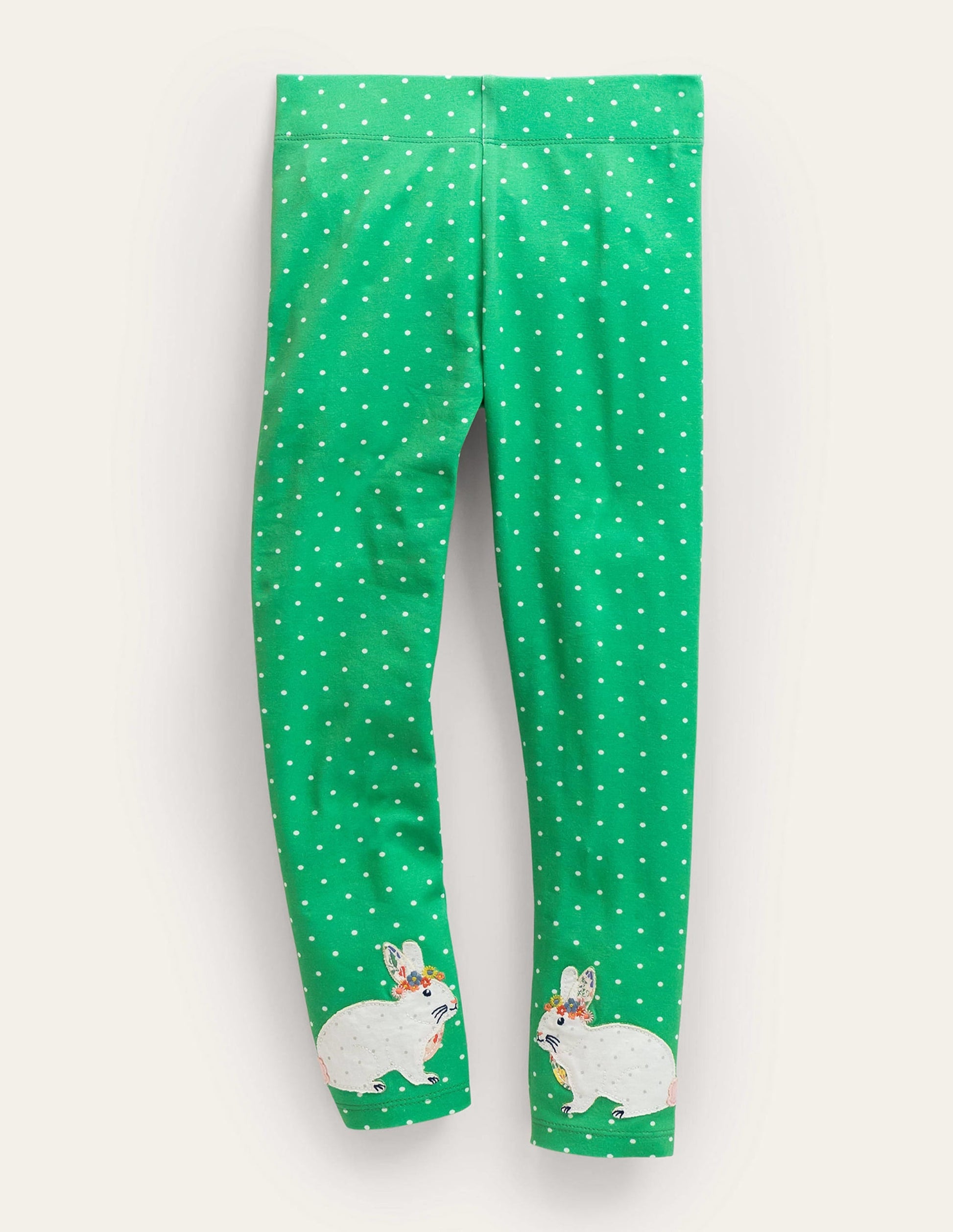 Fun Appliqué Leggings-Action Green Bunnies-1