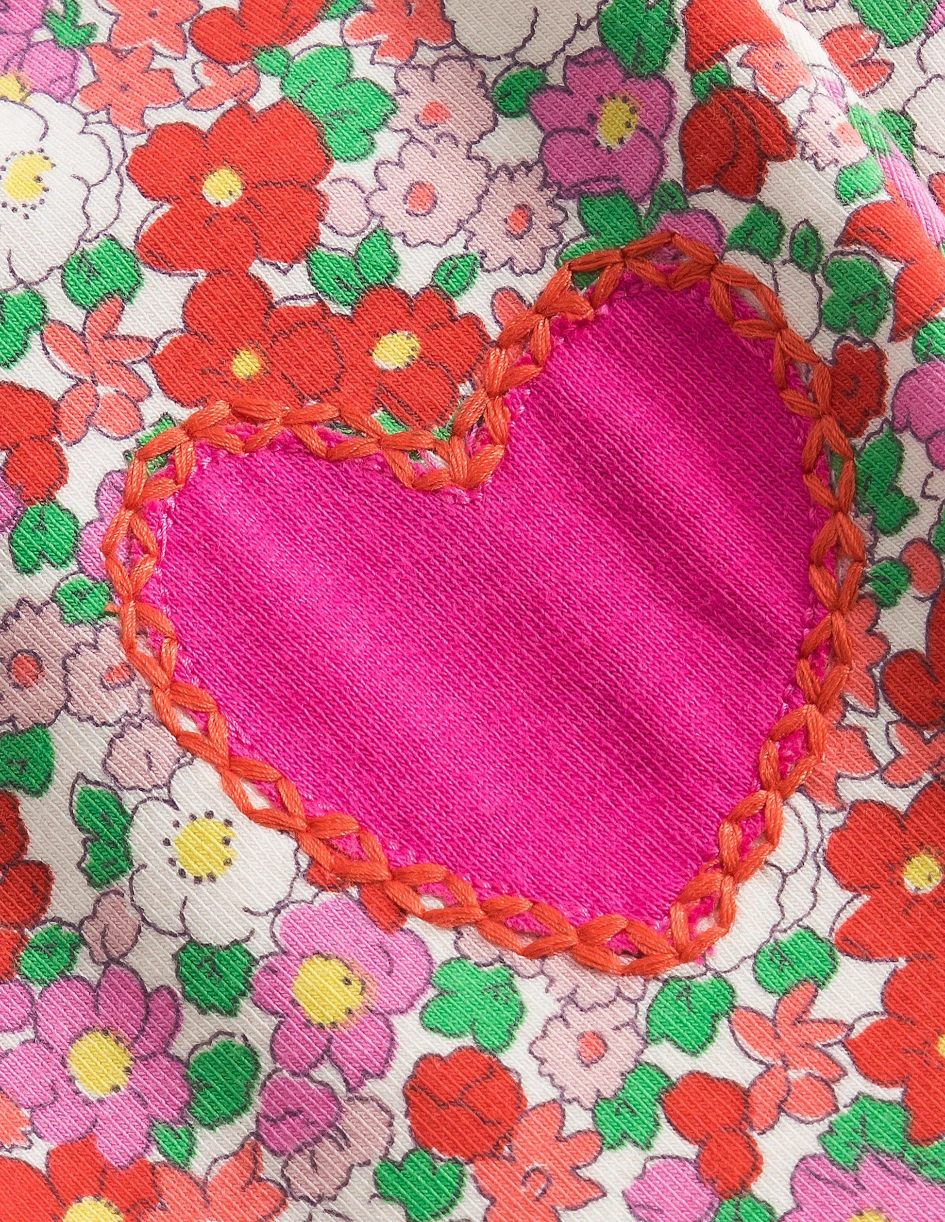 Fun Appliqué Leggings-Jam Red Flowerbed Hearts-3