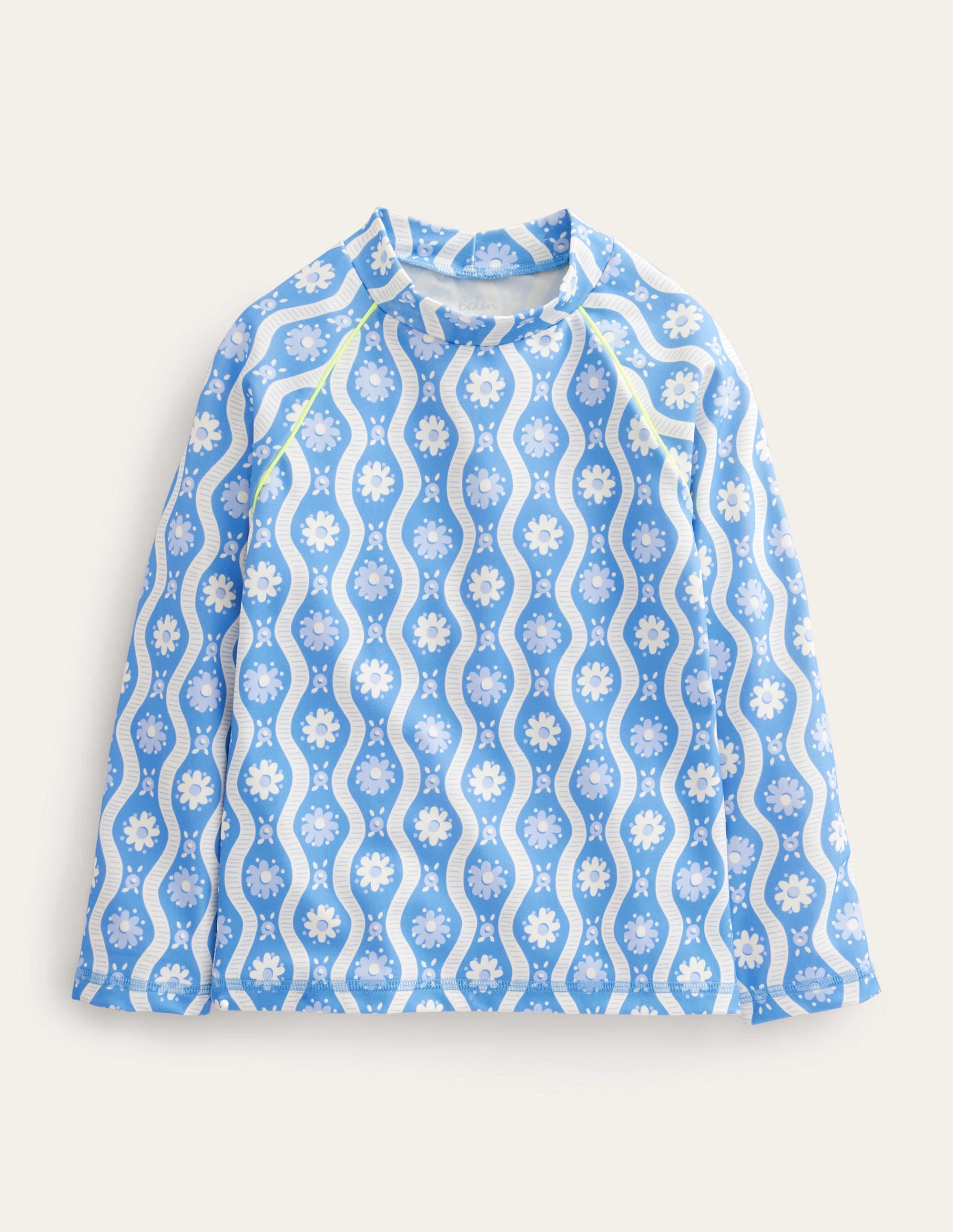 Patterned Rash Vest-Penzance Blue Daisy Wave - Image 1