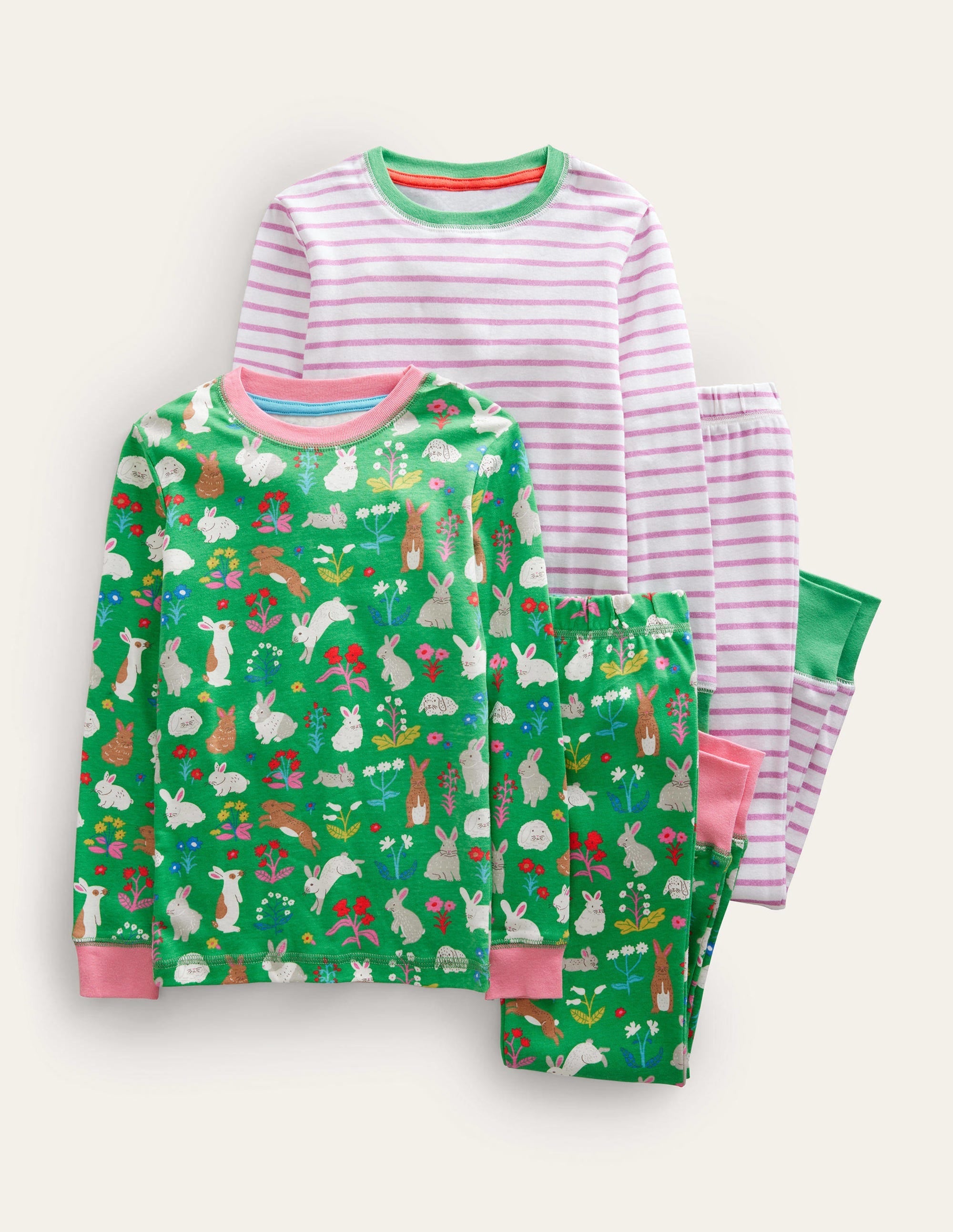 Twin Pack Snug Pyjamas-Aloe Green Bunnies - Image 1