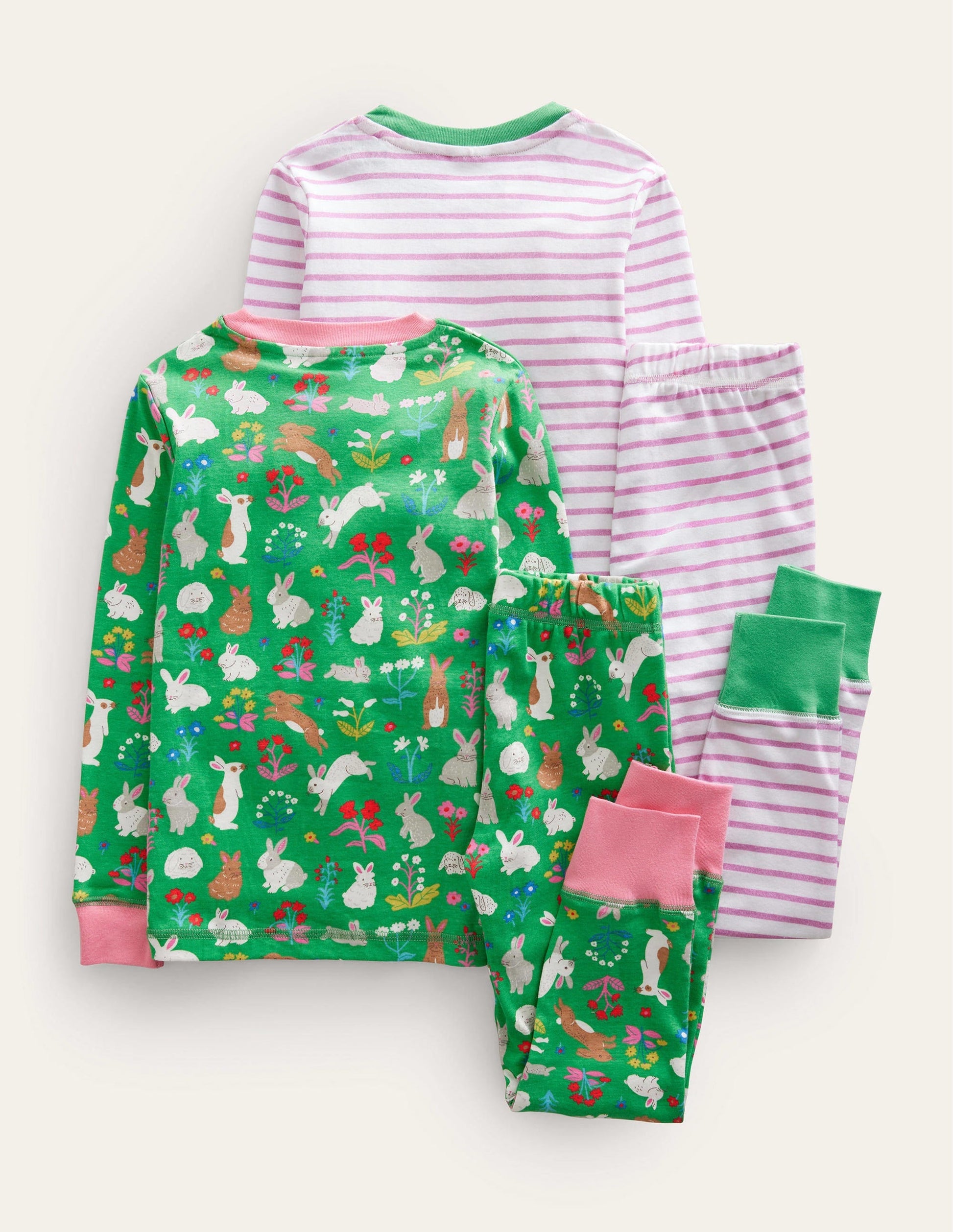 Twin Pack Snug Pyjamas-Aloe Green Bunnies-2
