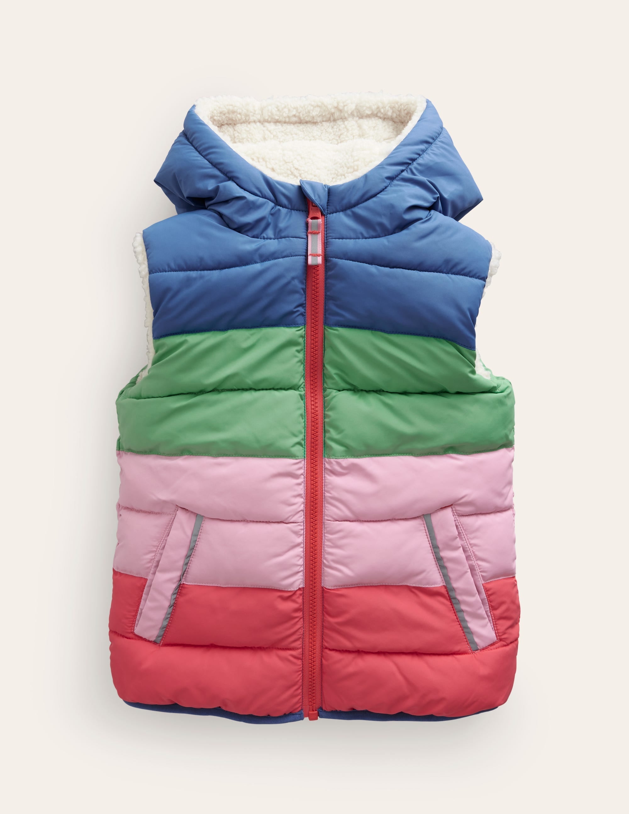 Borg Mix Reversible Gilet-Bubblegum Pink Colourblock - Image 1