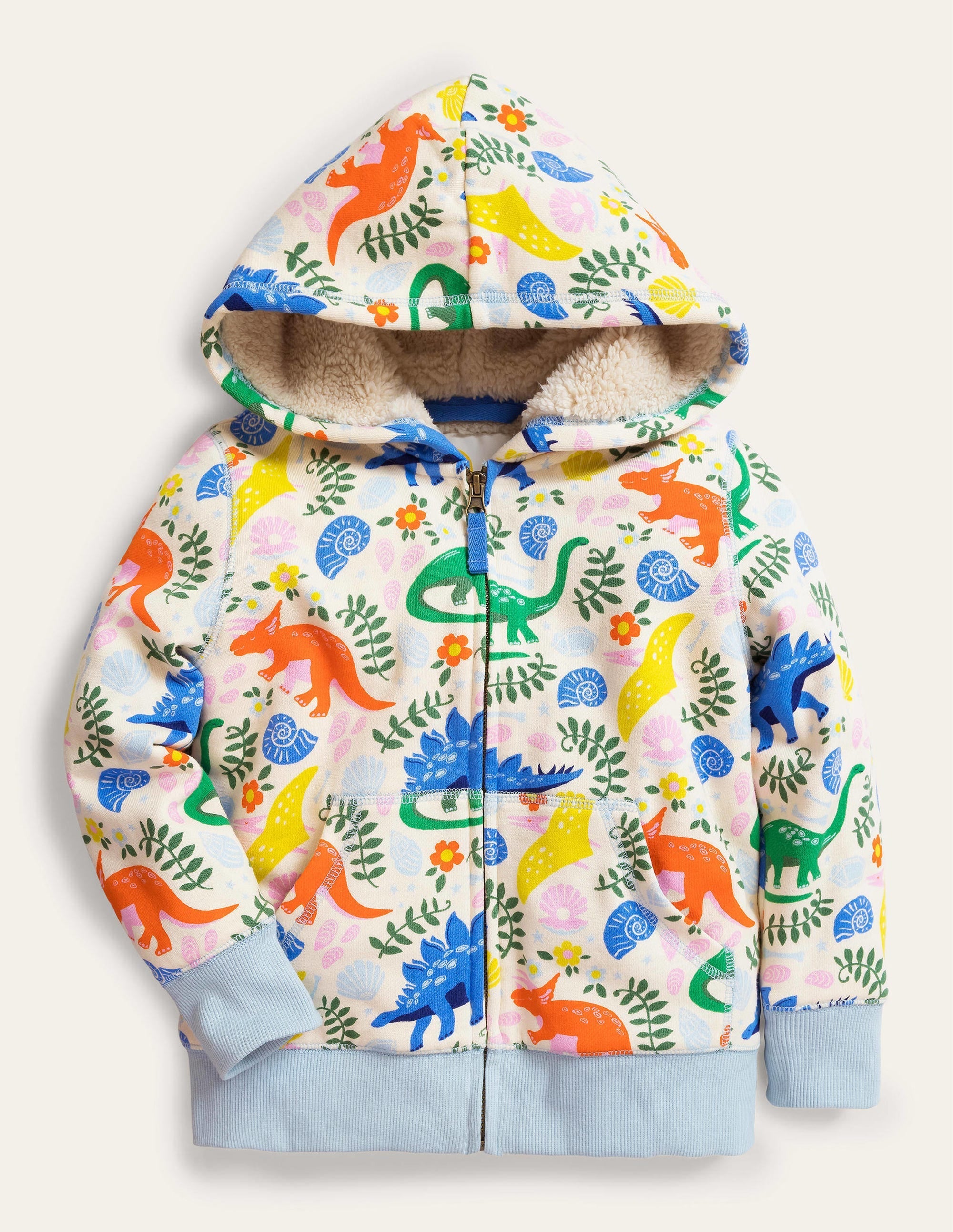 Shaggy-lined Hoodie-Vanilla Pod Dinosaurs - Image 1