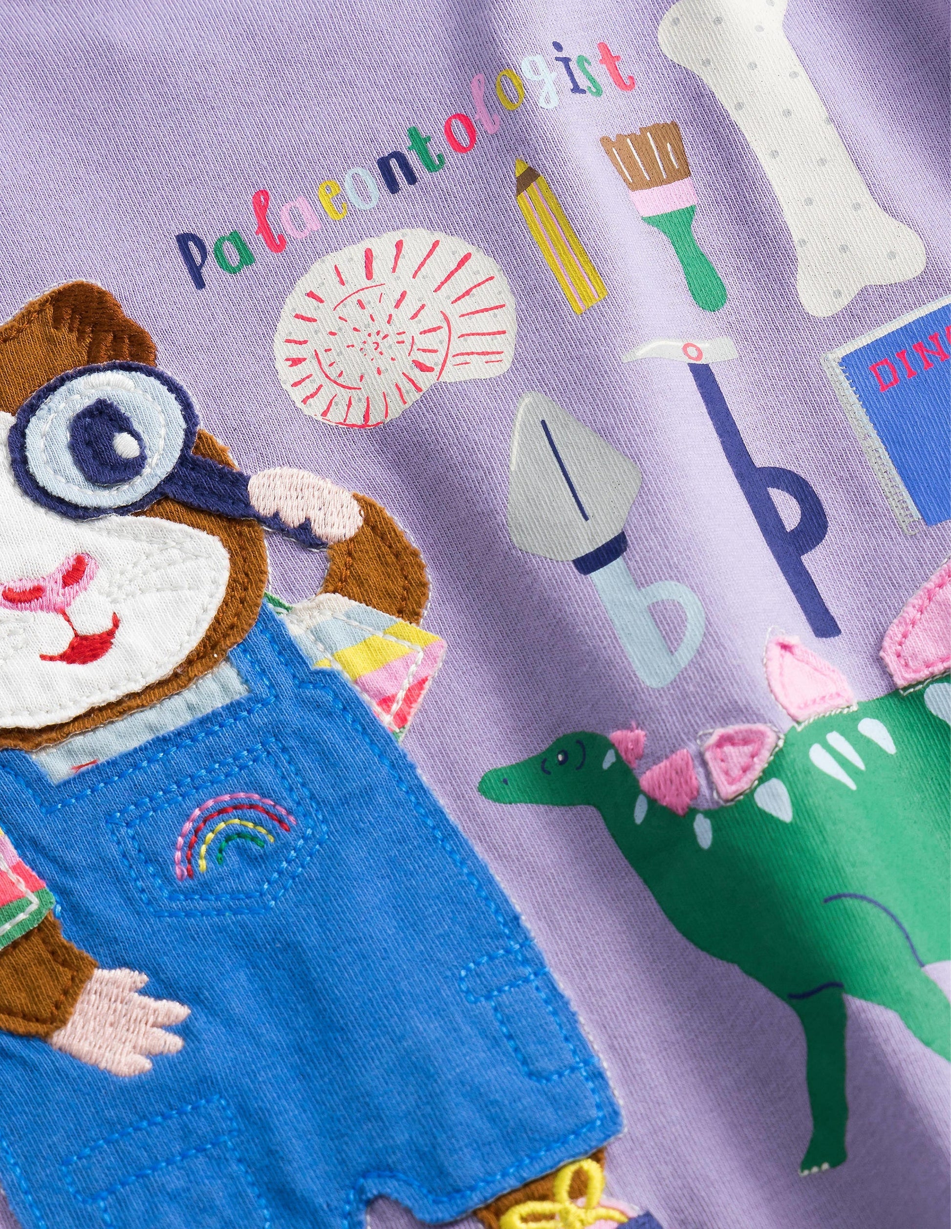 Long-Sleeved Appliqué Top-Lavender Purple Paleontologist-3