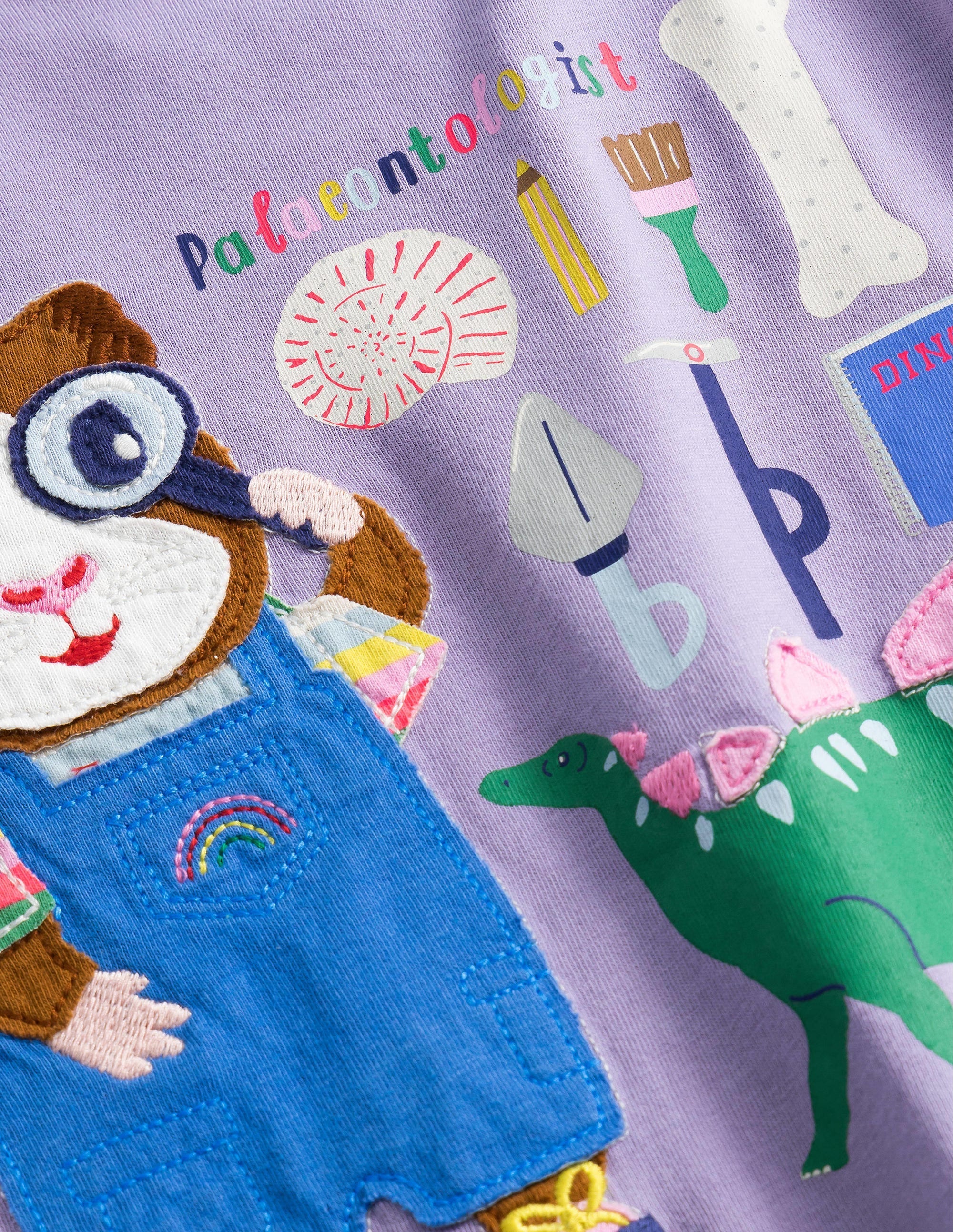 Long-Sleeved Appliqué Top-Lavender Purple Paleontologist - Image 3