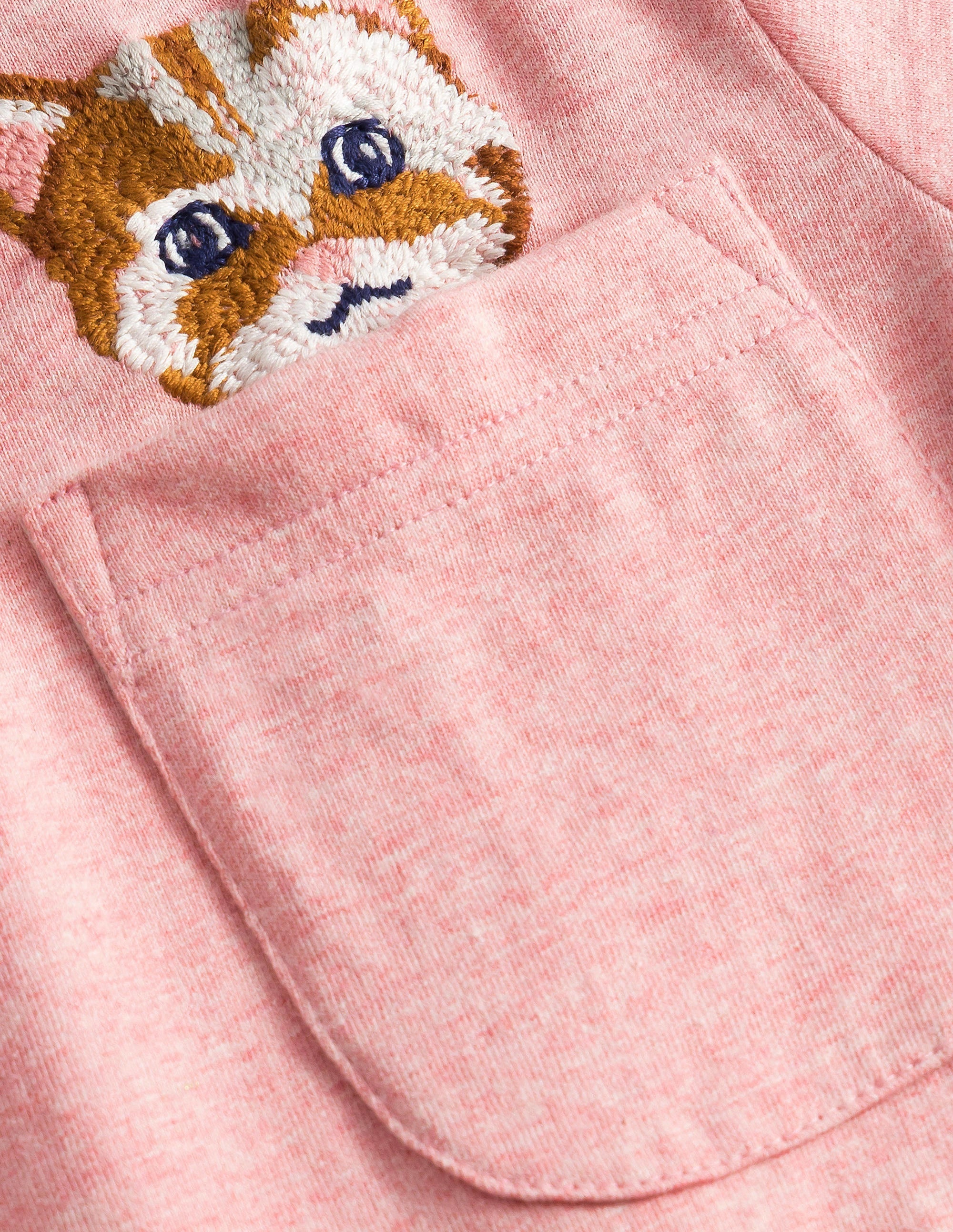 Peeping Pocket T-Shirt-Peach Pink Cat - Image 3