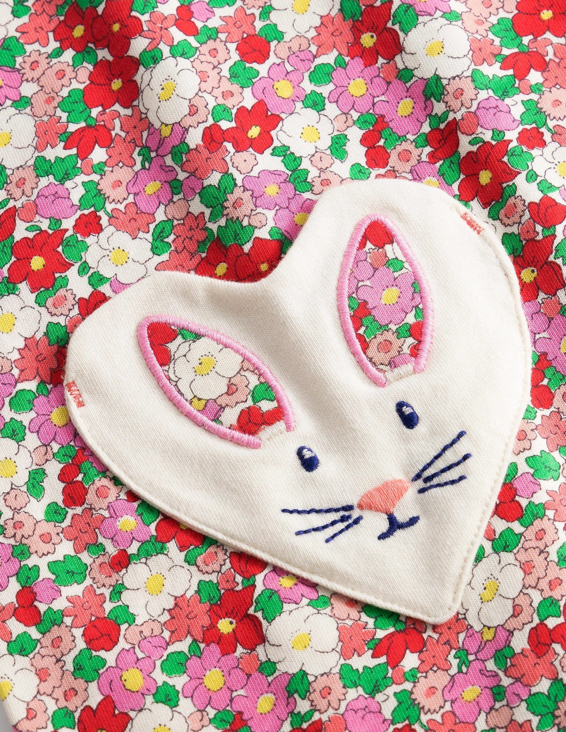 Jersey Pocket Tunic-Jam Red Flowerbed Bunnies-3
