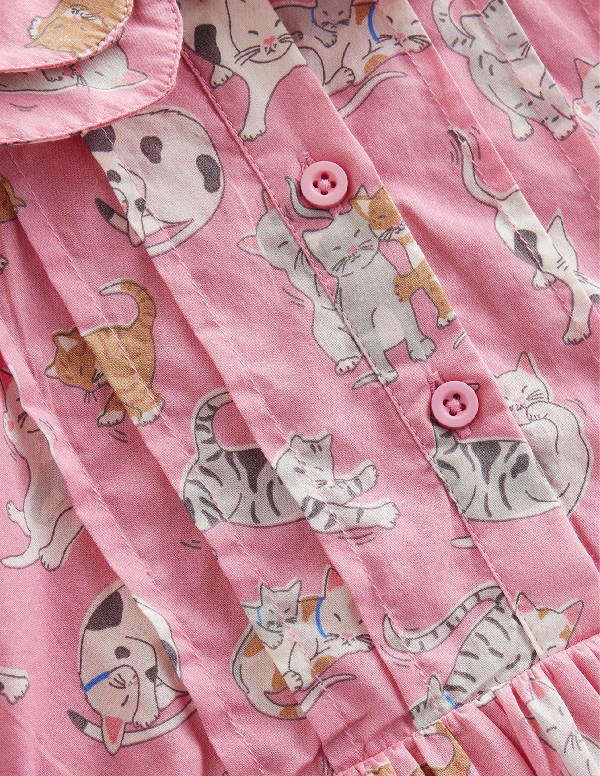Printed Tea Dress-Formica Pink Cats-3