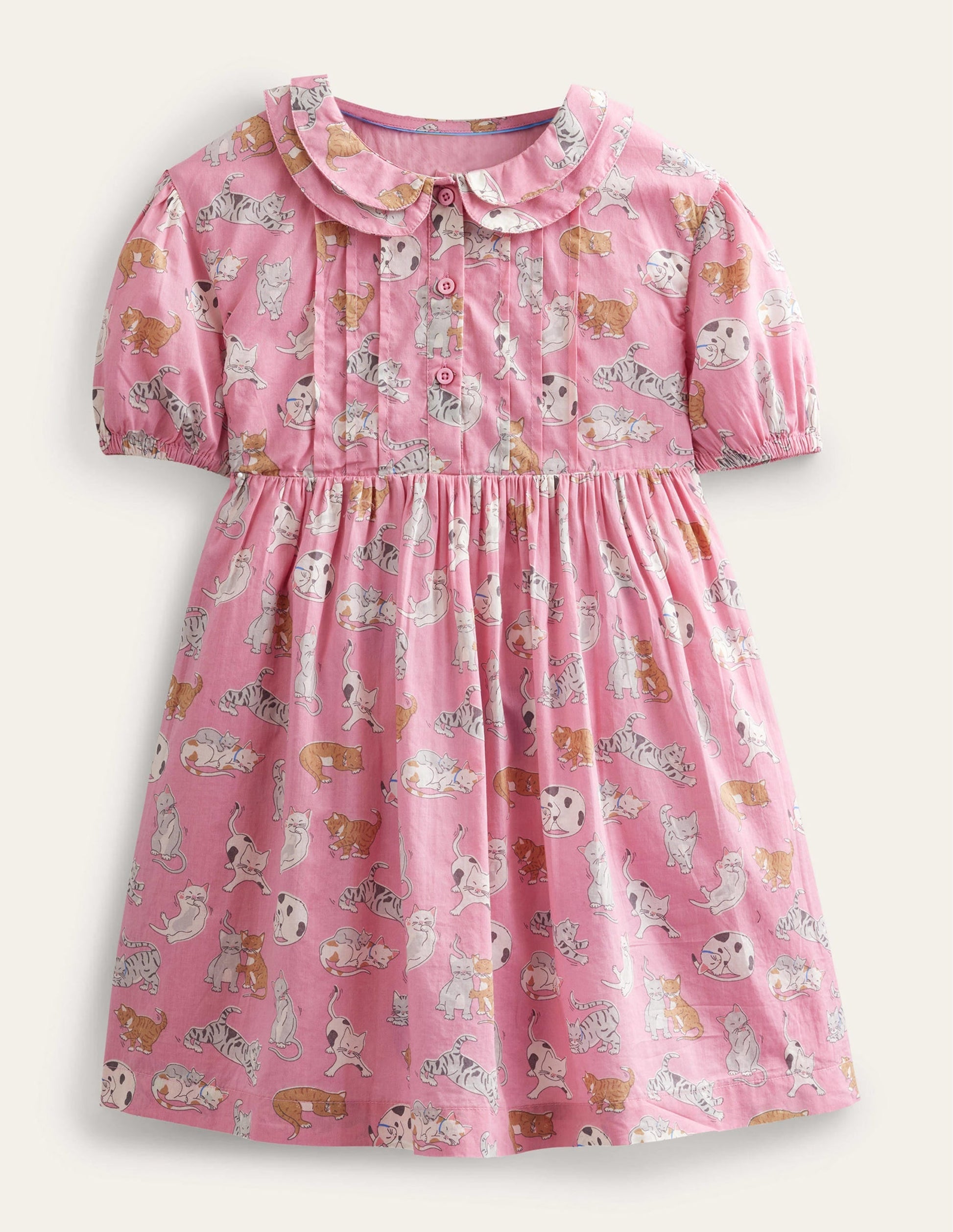Printed Tea Dress-Formica Pink Cats-1