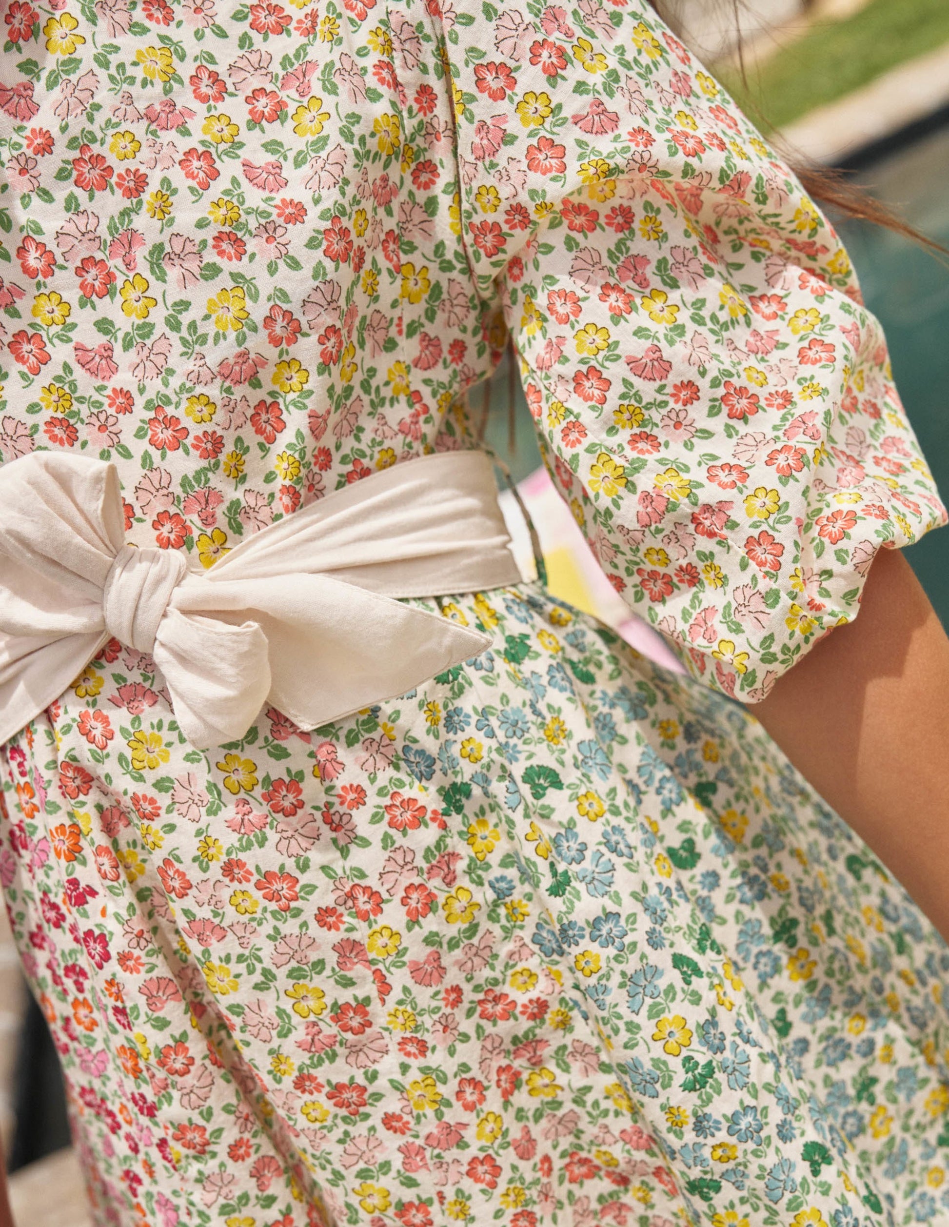 Full Skirt Bow Dress-Rainbow Hotchpotch Floral-7