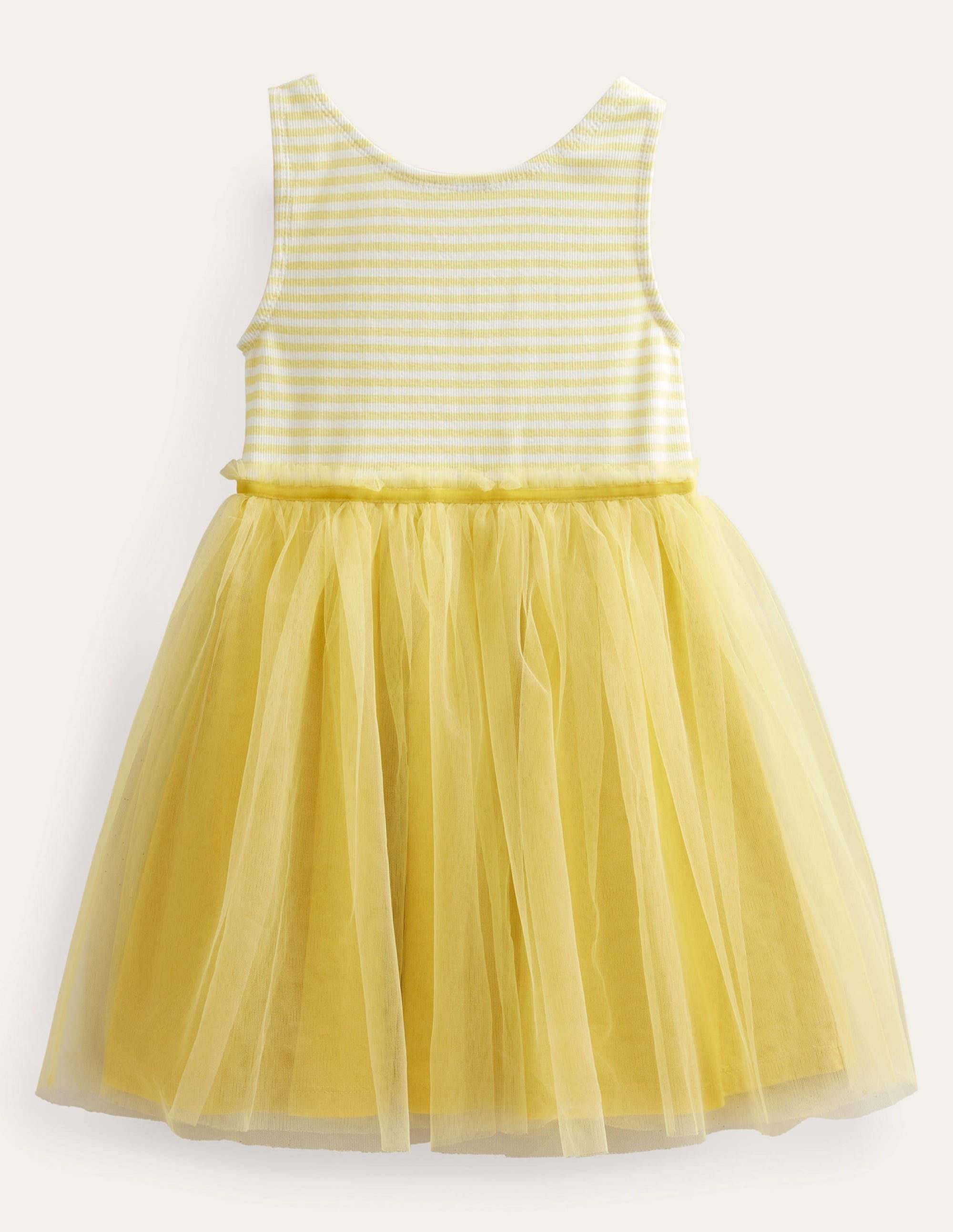 Jersey Tulle Mix Dress-Lemon Yellow - Image 1
