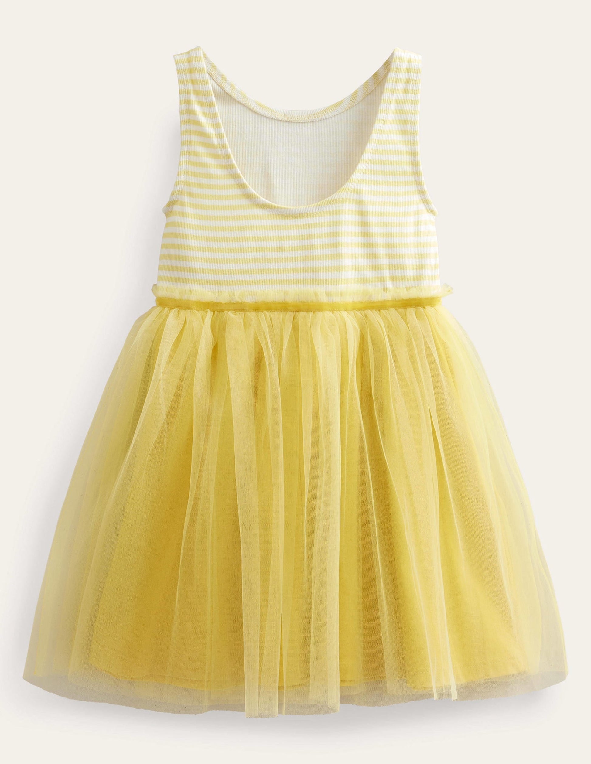 Jersey Tulle Mix Dress-Lemon Yellow-2