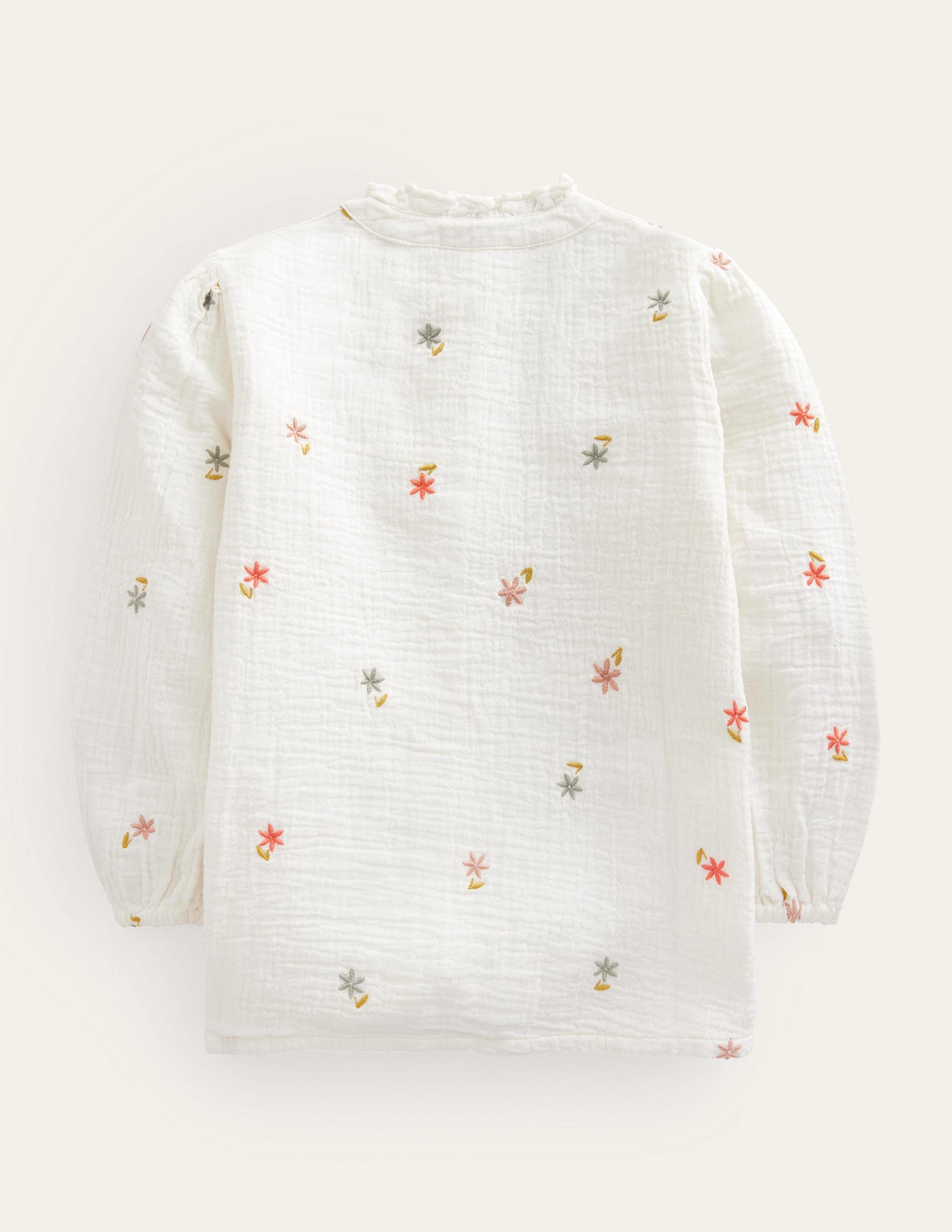 Double Cloth Embroidered Top-Ivory Floral - Image 2
