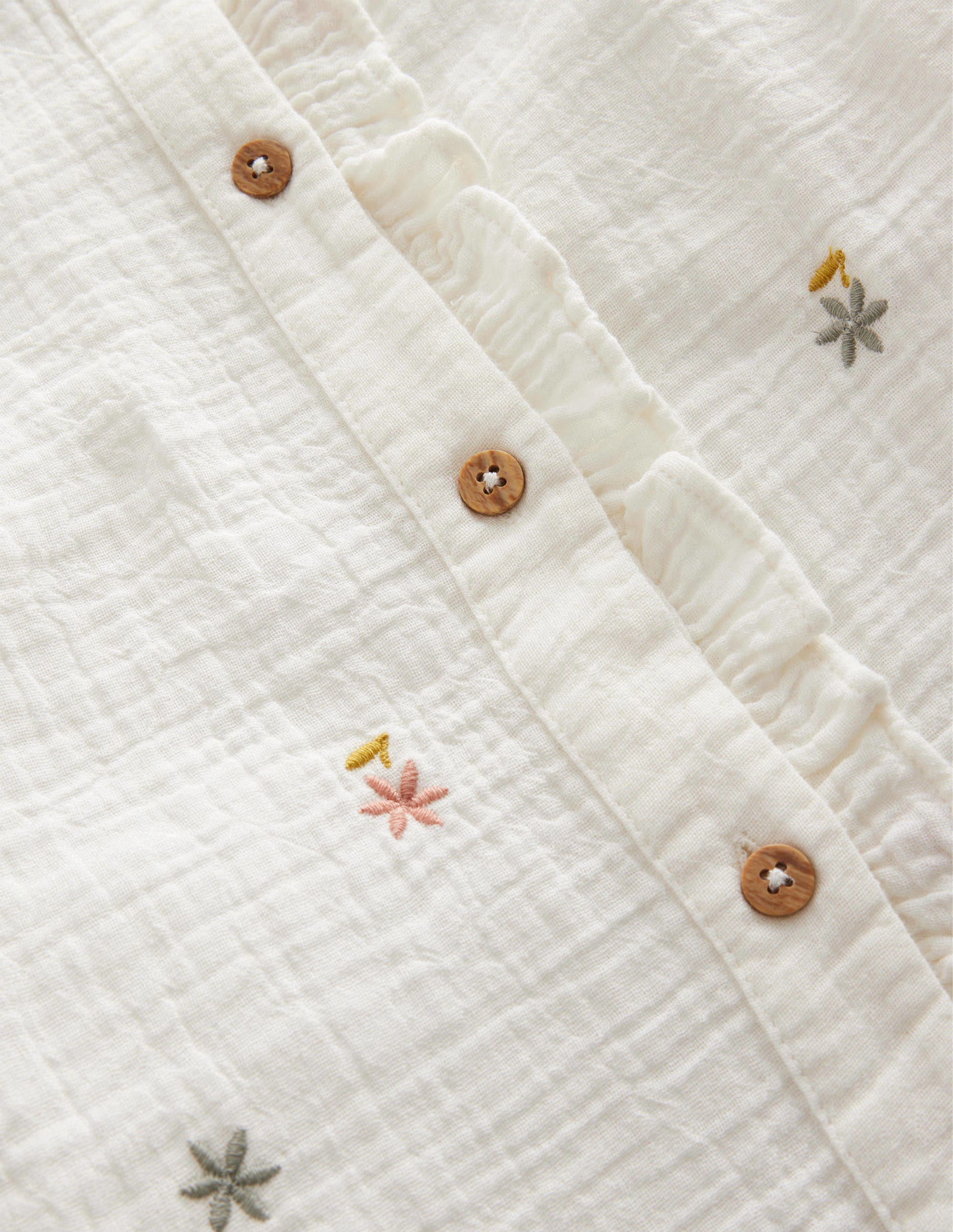 Double Cloth Embroidered Top-Ivory Floral - Image 3