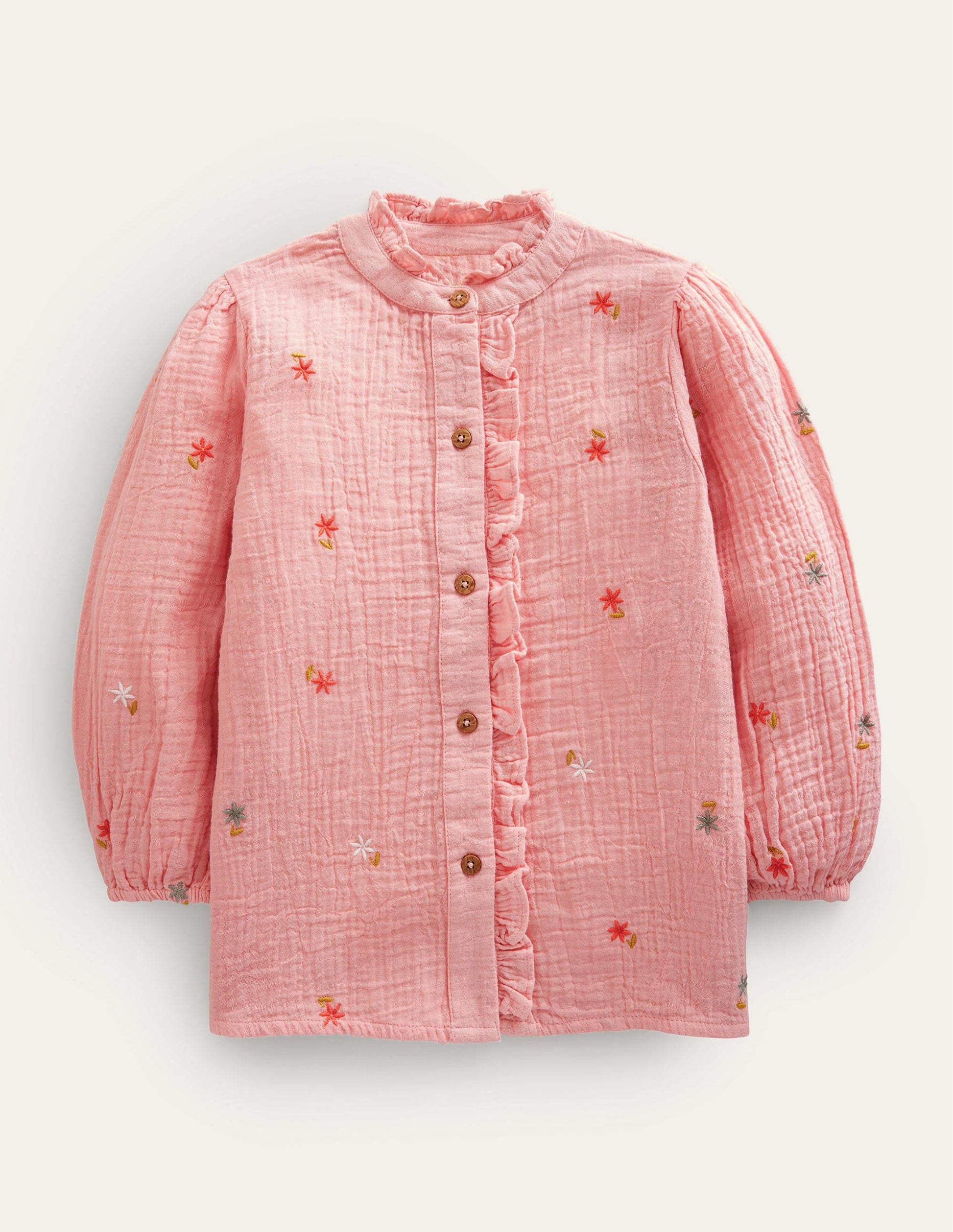Double Cloth Embroidered Top-Dusty Pink Floral-1