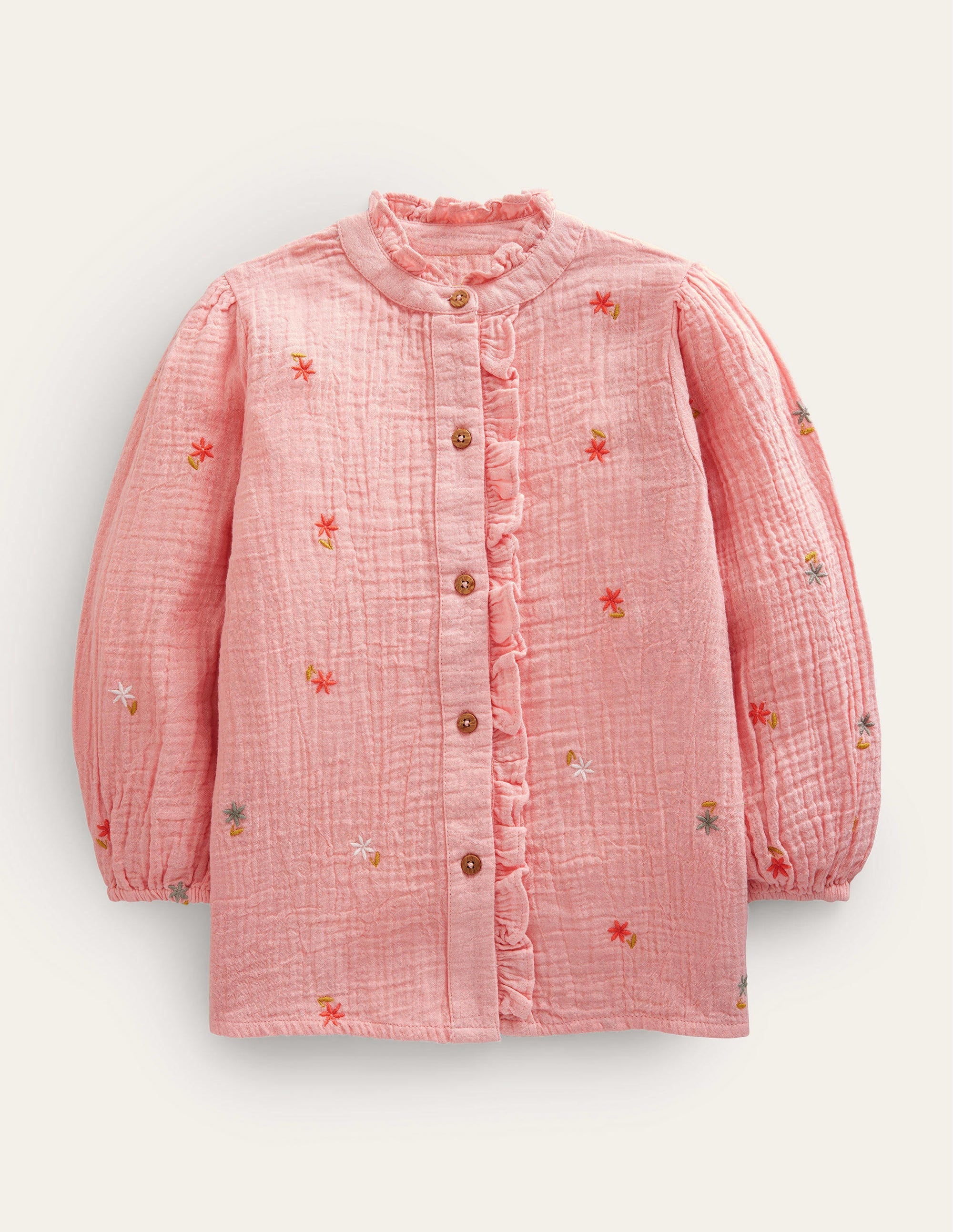Double Cloth Embroidered Top-Dusty Pink Floral - Image 1