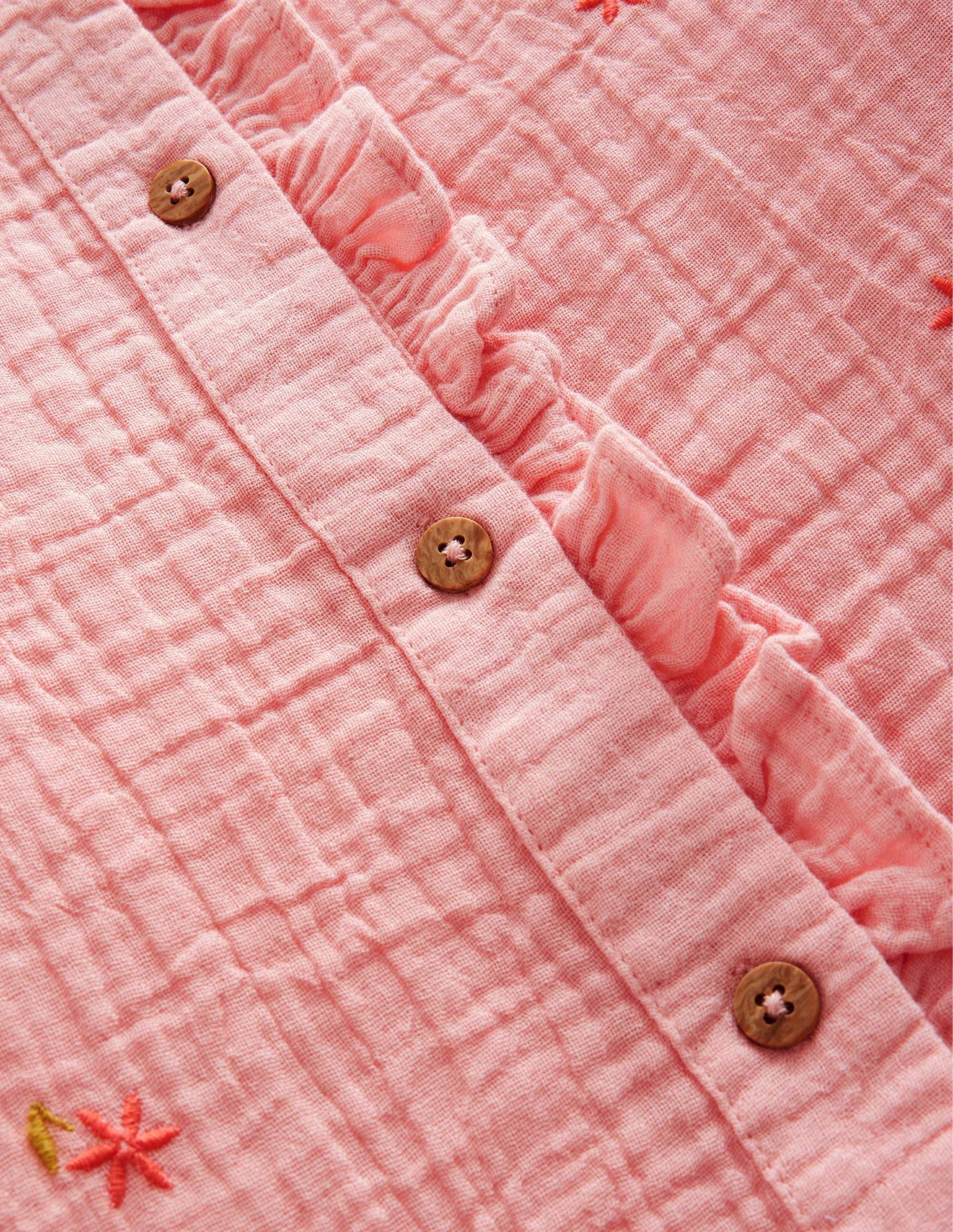 Double Cloth Embroidered Top-Dusty Pink Floral - Image 3