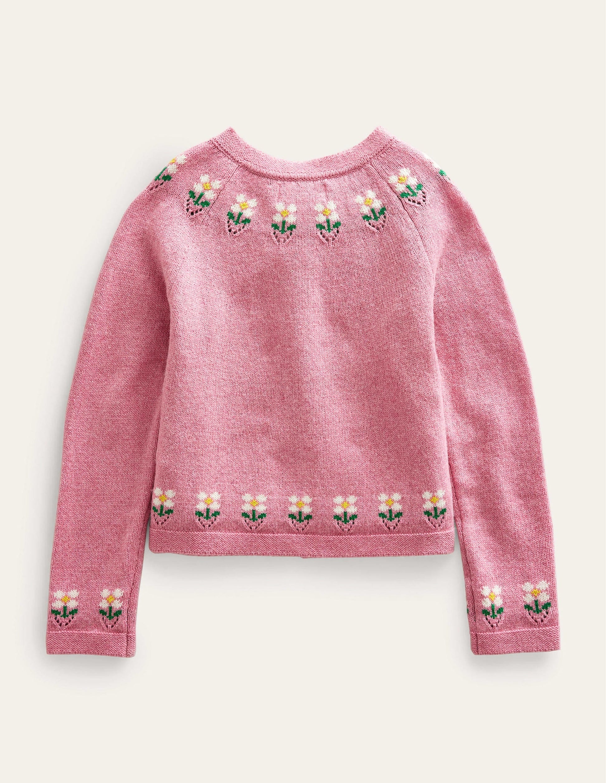 Embroidered Flower Cardigan-Almond Pink Marl-2