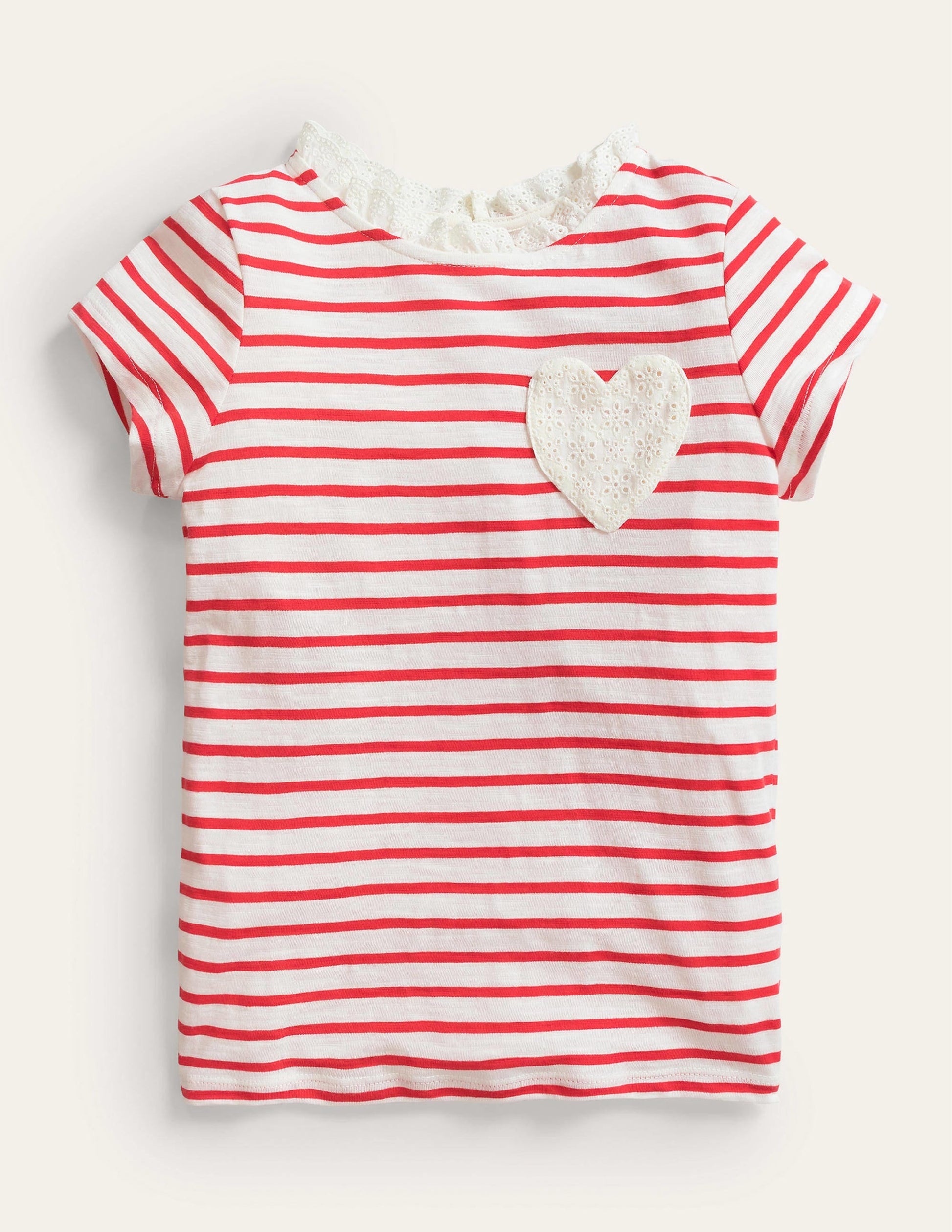 Broderie Pocket T-shirt-Strawberry Tart/Ivory-1
