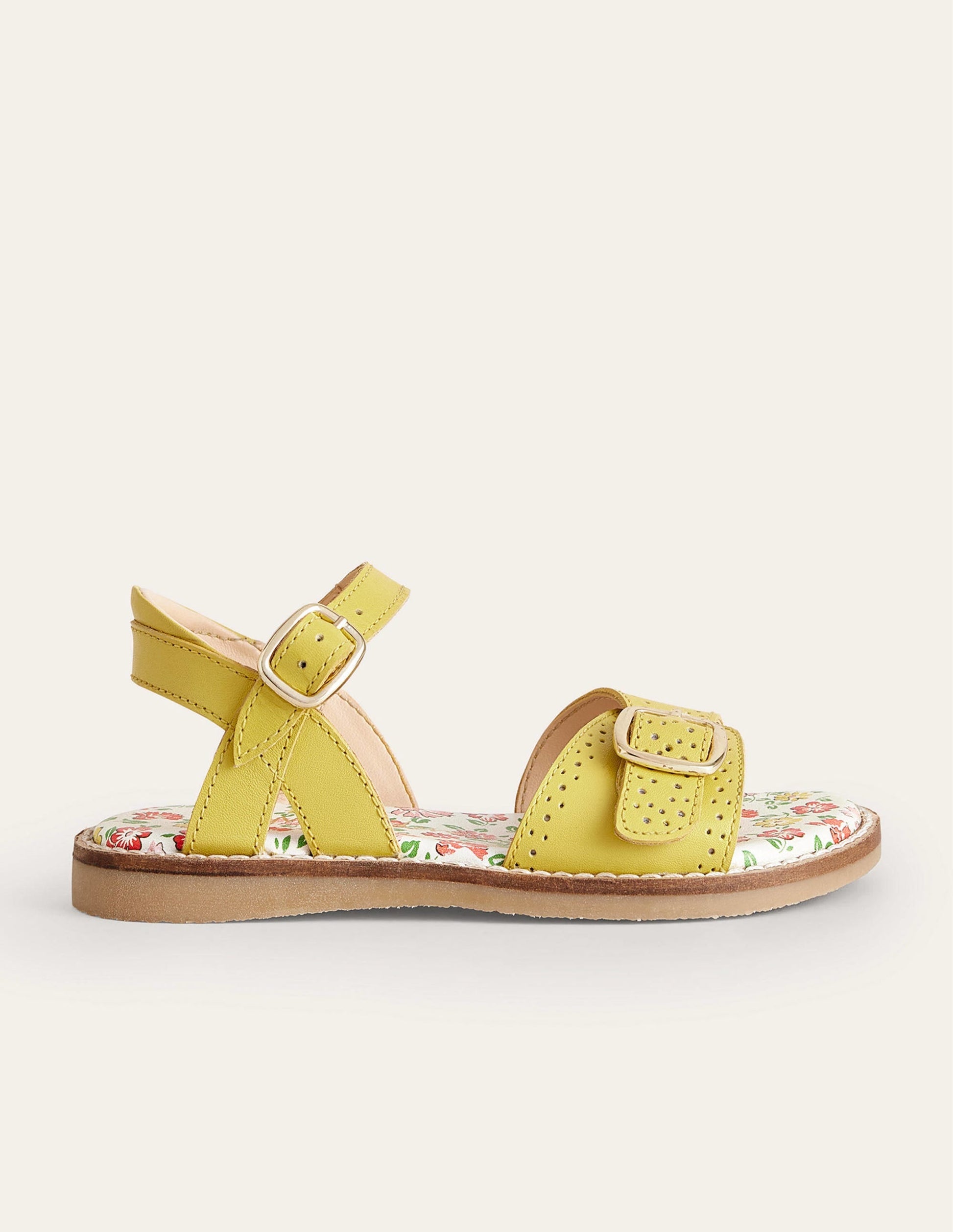 Leather Buckle Sandals-Yellow-1