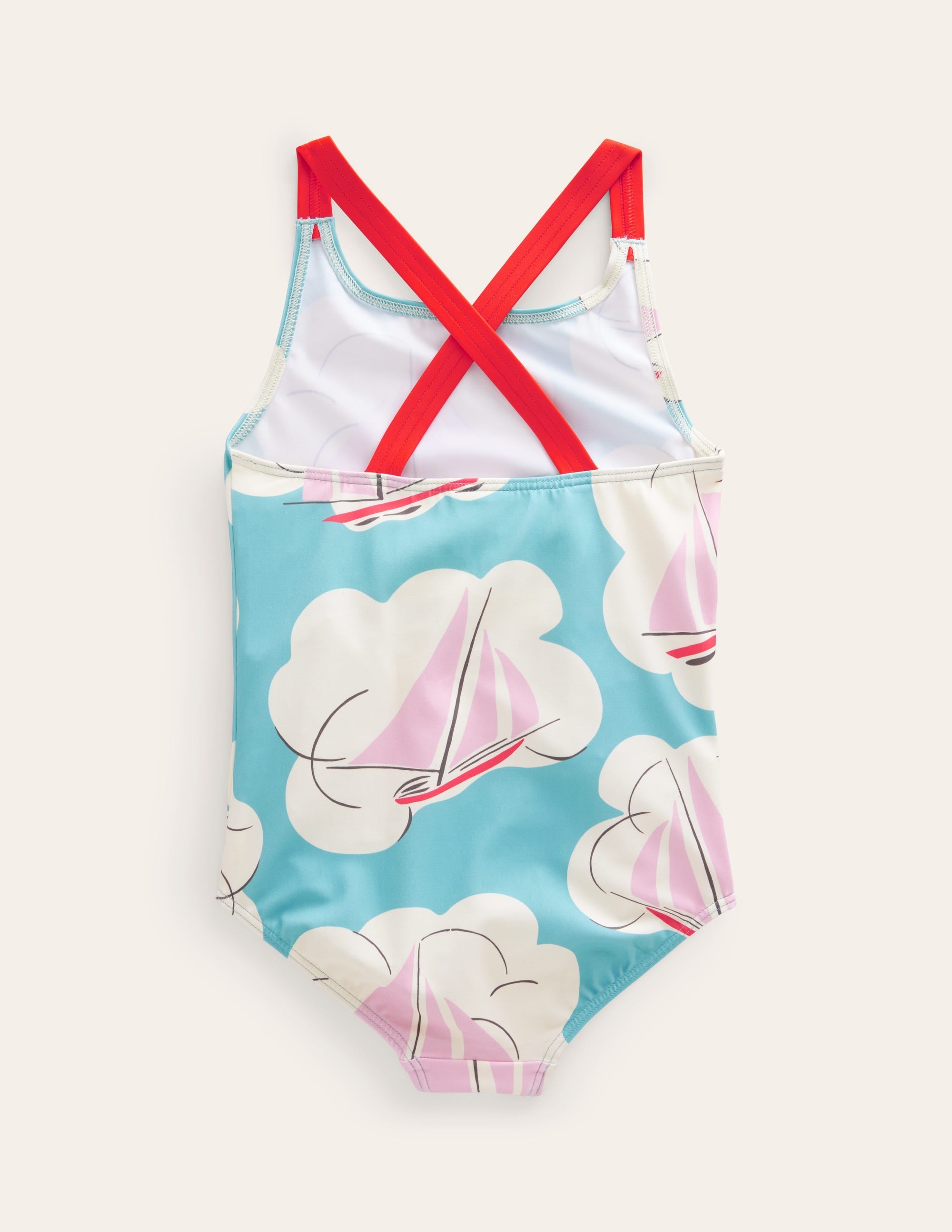 Cross-back Printed Swimsuit-Yacht Print - Image 2