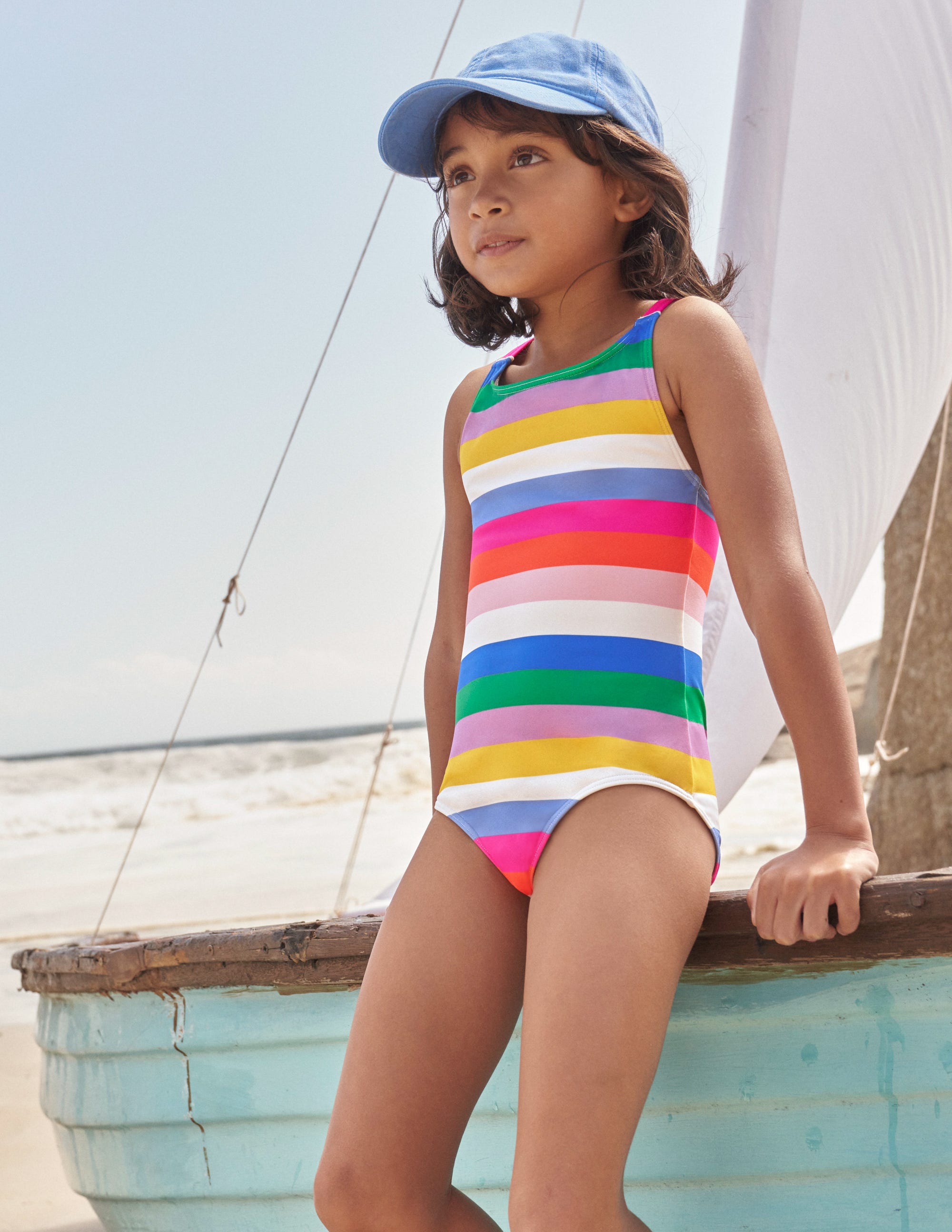 Cross-back Printed Swimsuit-Rainbow Multi - Image 4